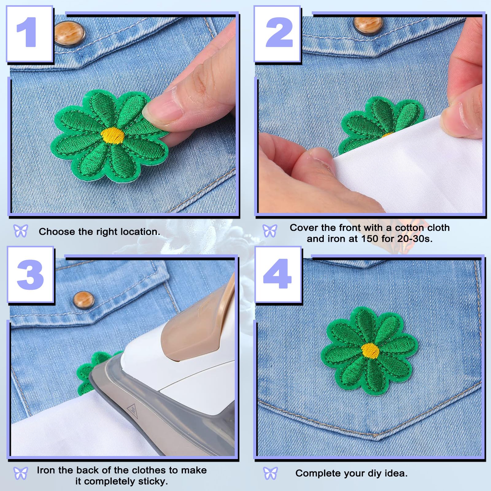 Vlinder-patches applicatie gemengde vlinders kant trim applicatie doe-het-zelf