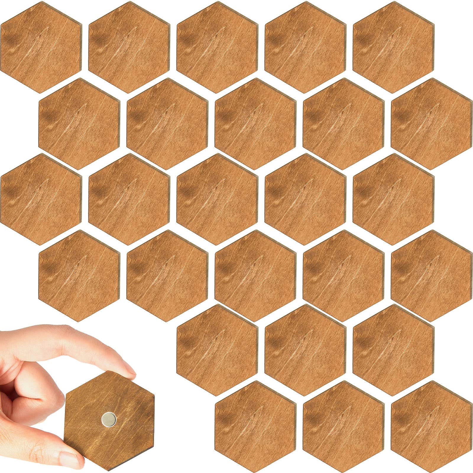 Dunzy 30 Pcs Wooden Magnetic Hexagon Fridge Magnets Whiteboard Decorative Office Magnets Wood Kitchen Accessories for Refrigerator Fridge Kitchen Cabinet