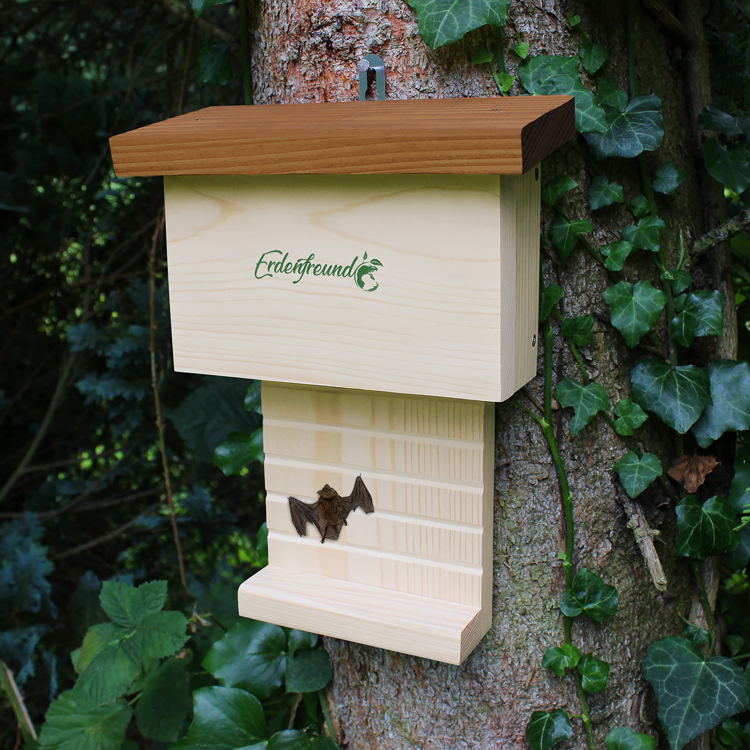 ERDENFREUND® Fledermauskasten handverschraubt 2 cm Massivholz Schlaf-/Nistkasten wetterfest