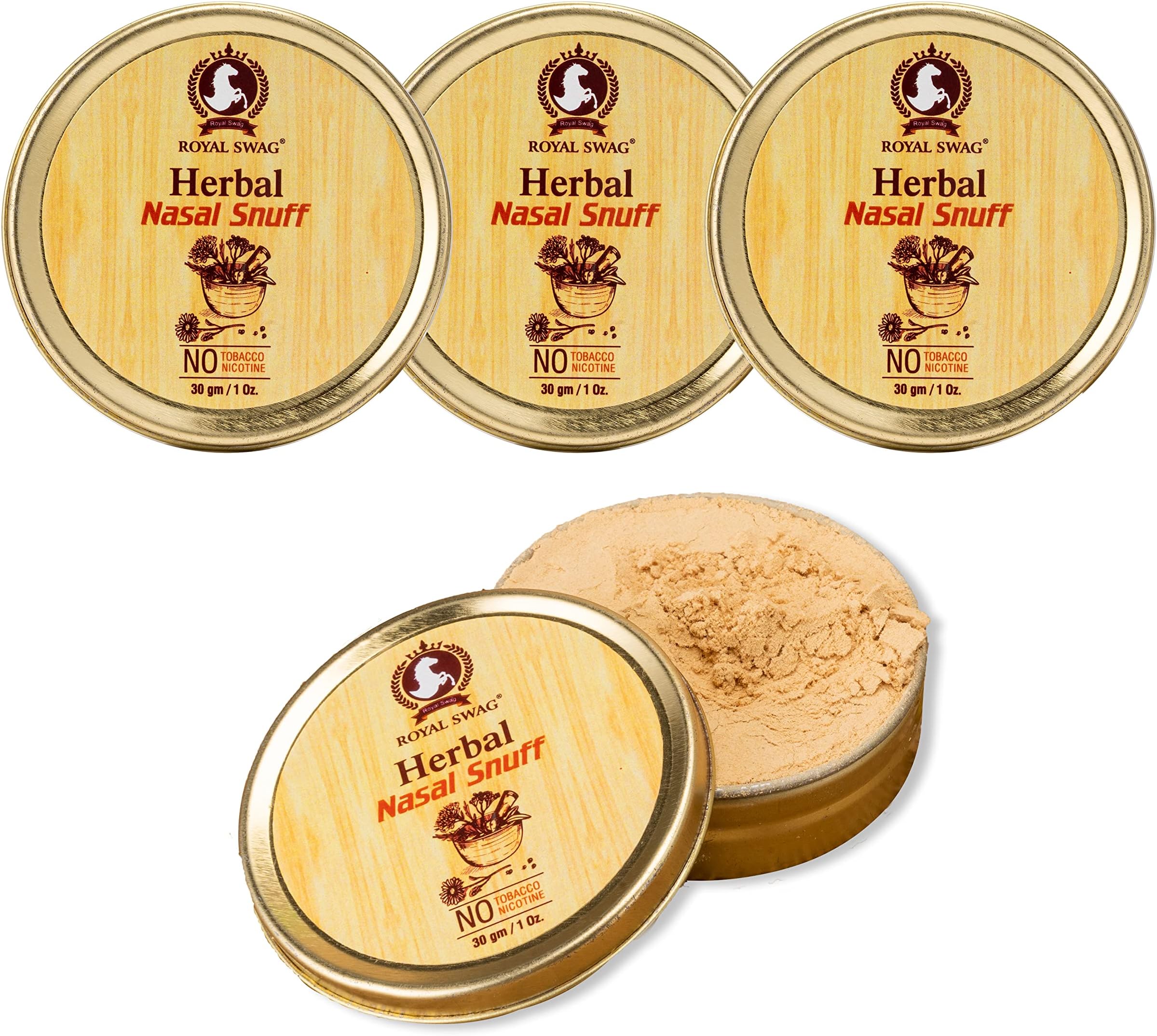 ROYAL SWAG Herbal Tobacco Free- Nicotine and Tobacco Free Mint Snuff Pack of 04 (1 Pack = 30G / 1 Oz)