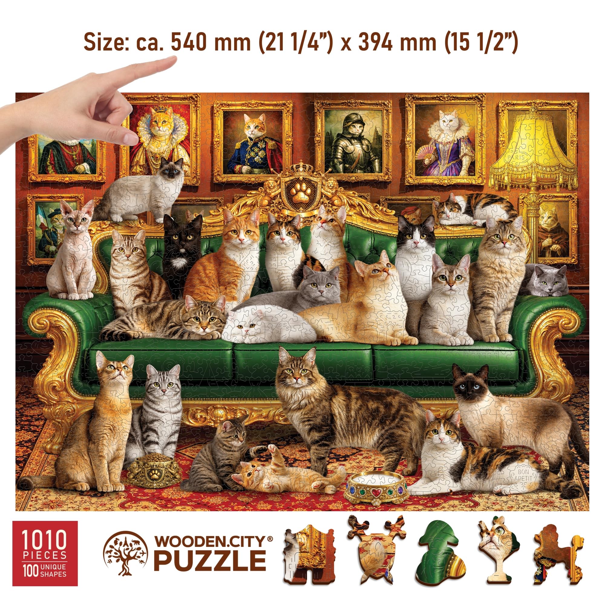 WOODEN.CITY Royal Cats Puzzle en bois 1000 pièces pour adultes