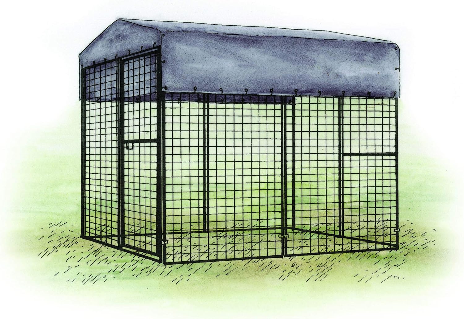 OverEZ Chicken Run Tarp Cover (Run Not Included), Fits 8ft Walk-in Run (6'6W x 7'6L x 7'6H), Heavy-Duty Canvas Tarp, Weatherproof Material, ﻿Chicken Coop Accessory, Grommets Every 12 with Ties