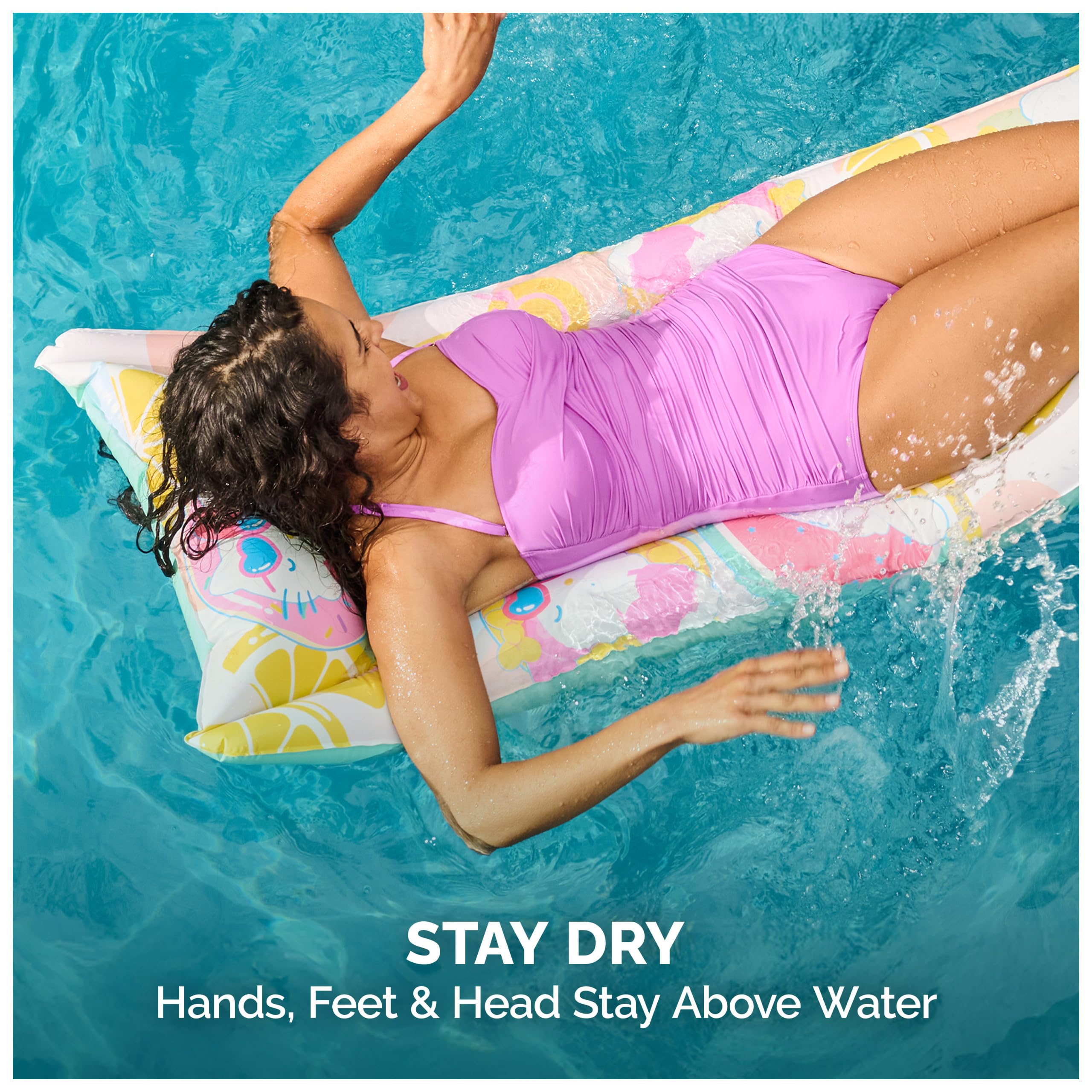 Swimways Stitch Suntanner - Flotador inflable para piscina y juguetes de piscina para niños, accesorios de piscina y artículos esenciales de playa para adolescentes de 14 años en adelante
