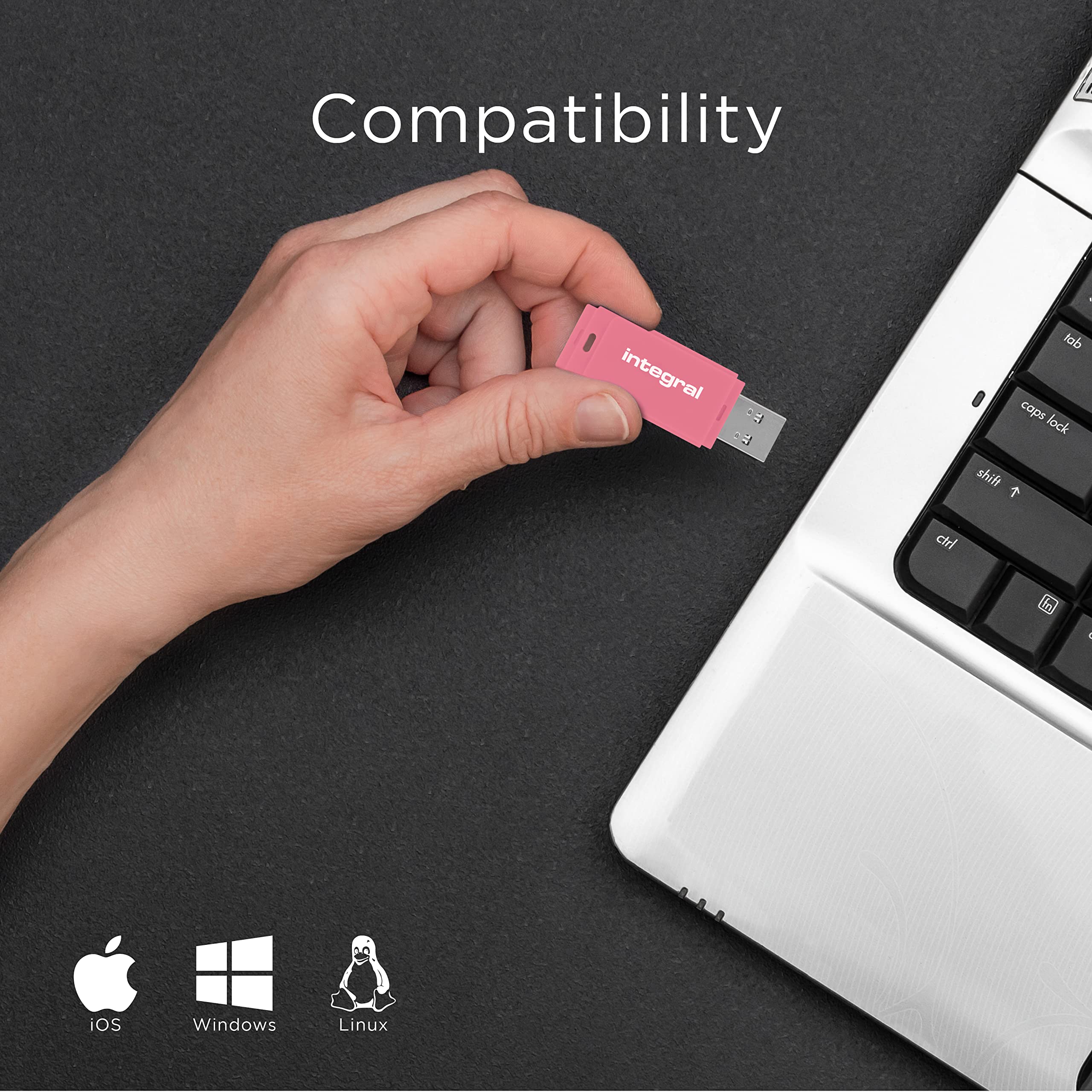 Integral 64 GB Neon USB 2.0 Flash Drive 5-pak (czarny/różowy/żółty/pomarańczowy/niebieski)