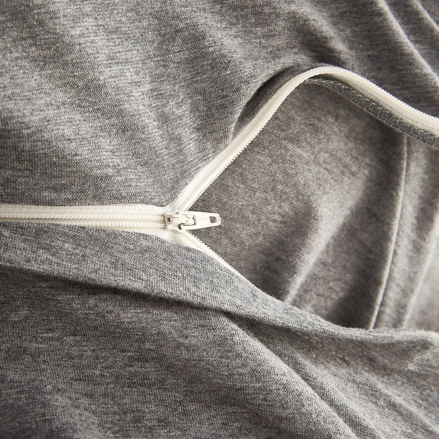 NTBAY Jersey Cotton Solid Color Fitted Sheet, Queen Size, Grey