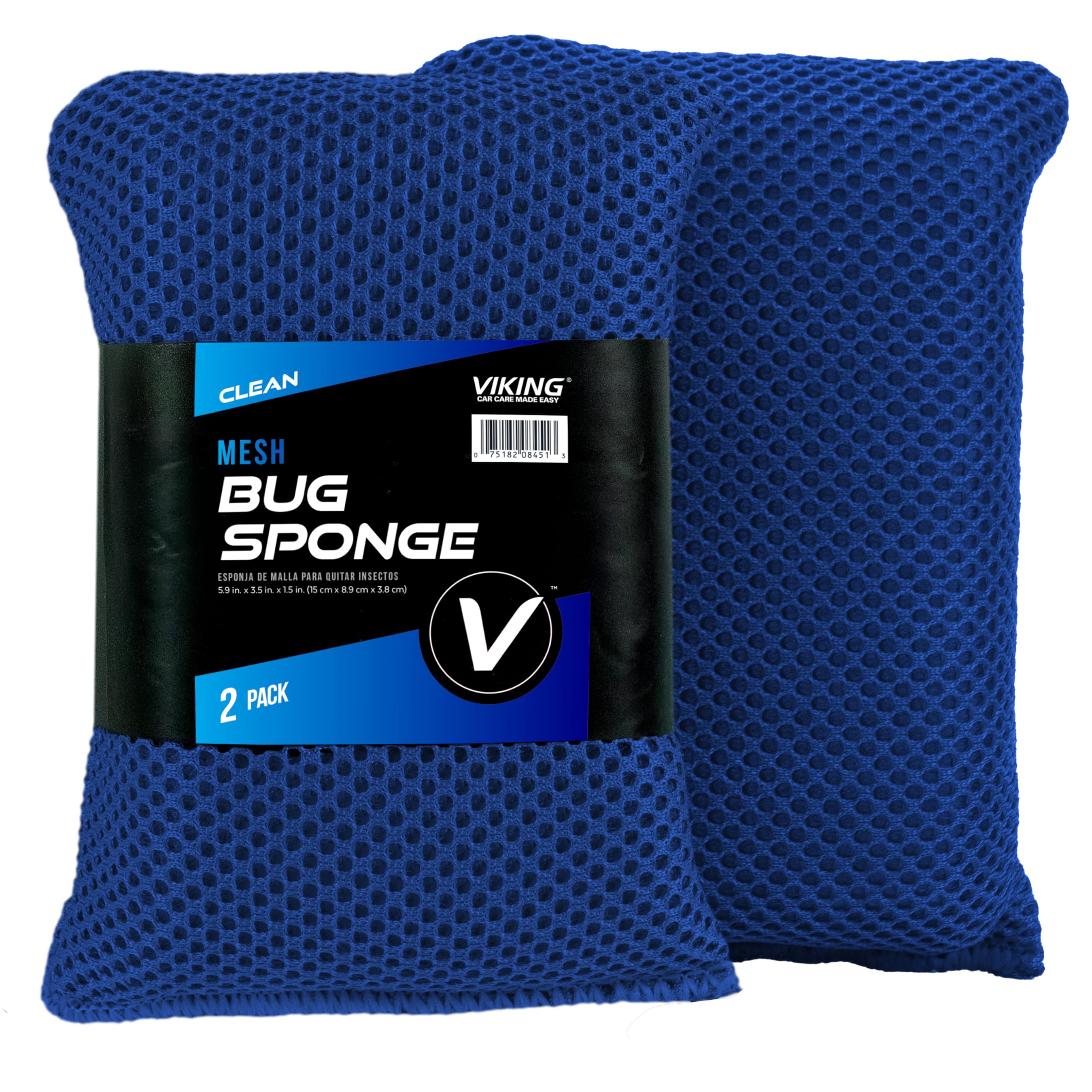 VIKING Mesh Bug Sponge, Car Wash Sponge for Cleaning Bugs and Tar, Royal Blue, 4 inch by 6 inch, 2 Pack