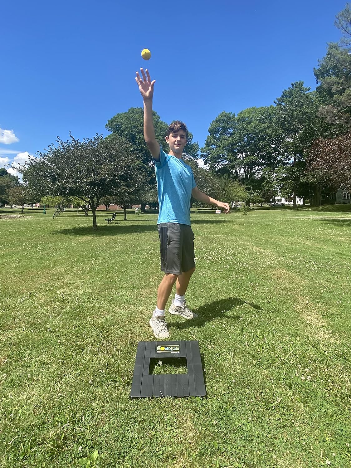 RampShot BOUNCE- Played Outdoors, Indoors, Yard, Beach, Tailgate, Park - Includes 2 Balls, Stickers and Rule Book - Great Family Game