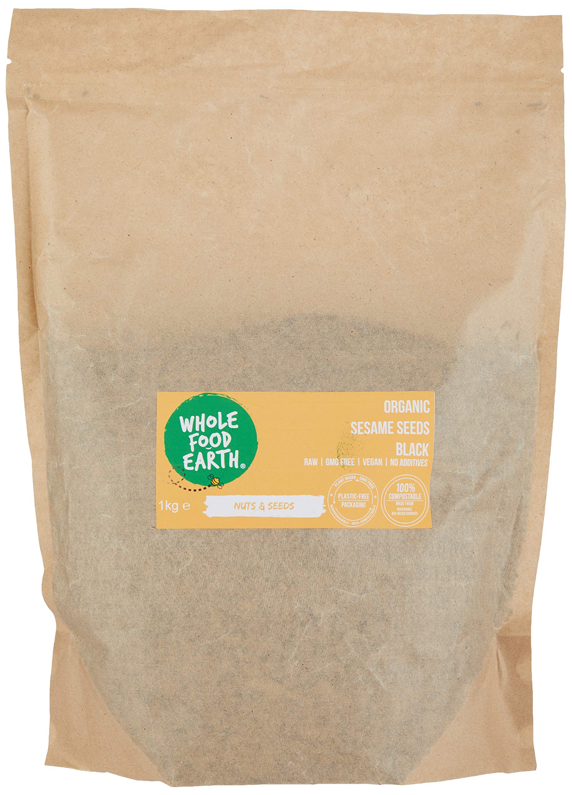 Wholefood Earth Organic Sesame Seeds Black 1kg Raw | GMO Free | Vegan | Certified Organic