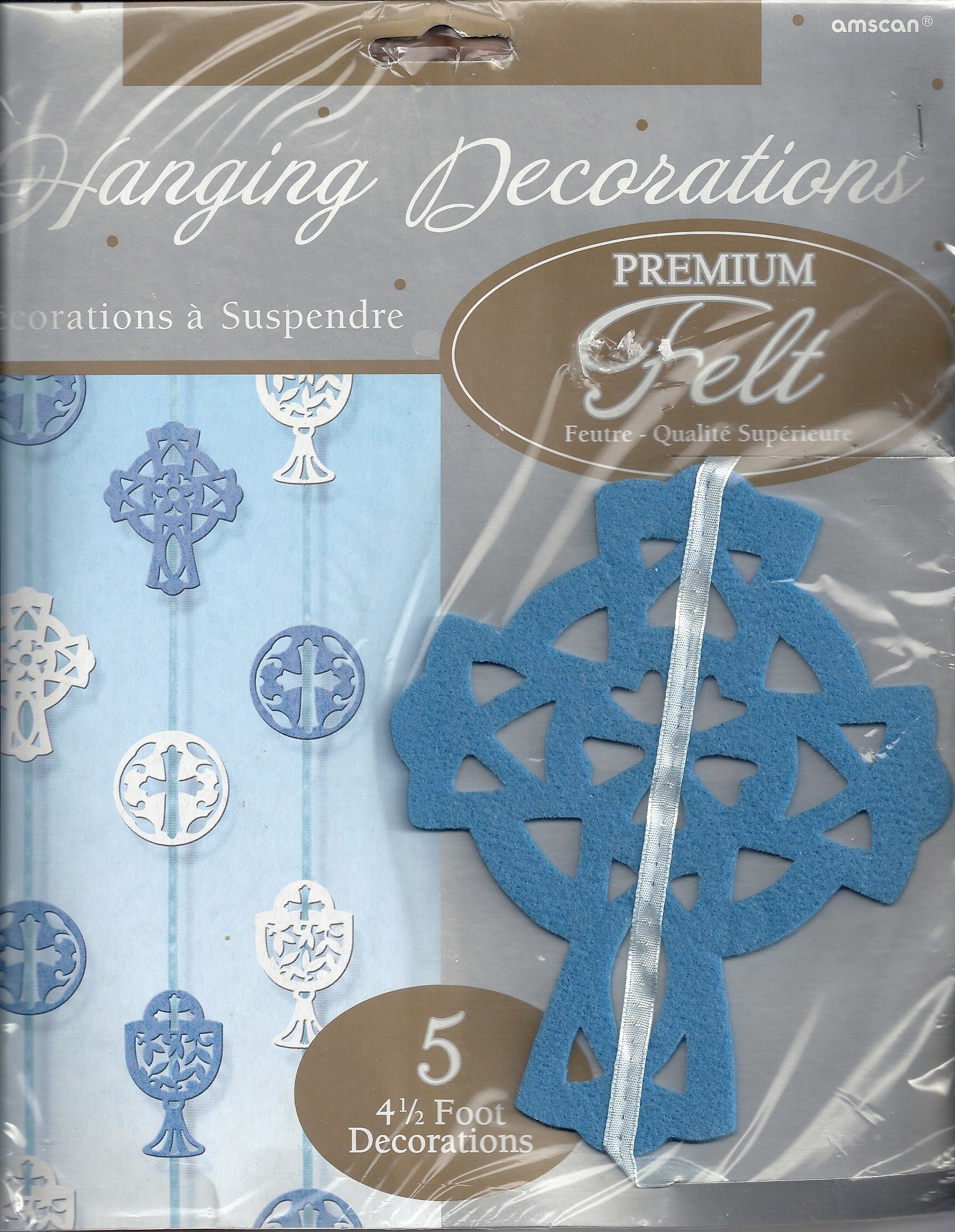 Décorations en feutre à suspendre bleu amscan lot de 5 pour fête