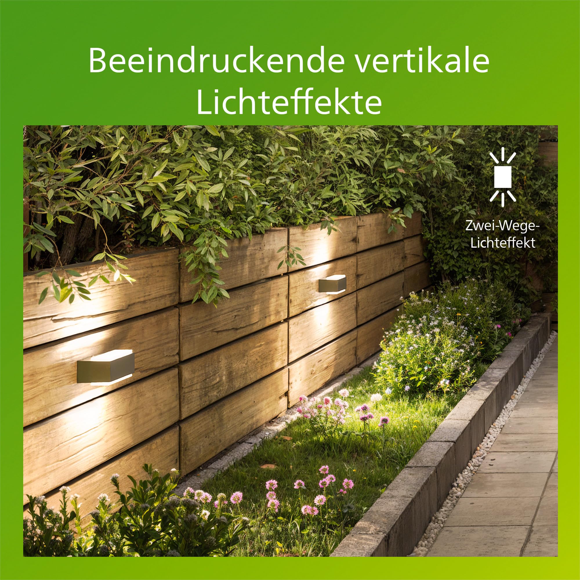 Philips Stratosphere Outdoor-LED-Leuchte, Wandleuchte, Außenbeleuchtung, 9 W, 1.000 lm, 2.700 K Warmweißes Licht, IP44-Wetterfest, Vertikales Licht, Integrierte LED, Aluminium, Anthrazitgrau, 2er-Pack
