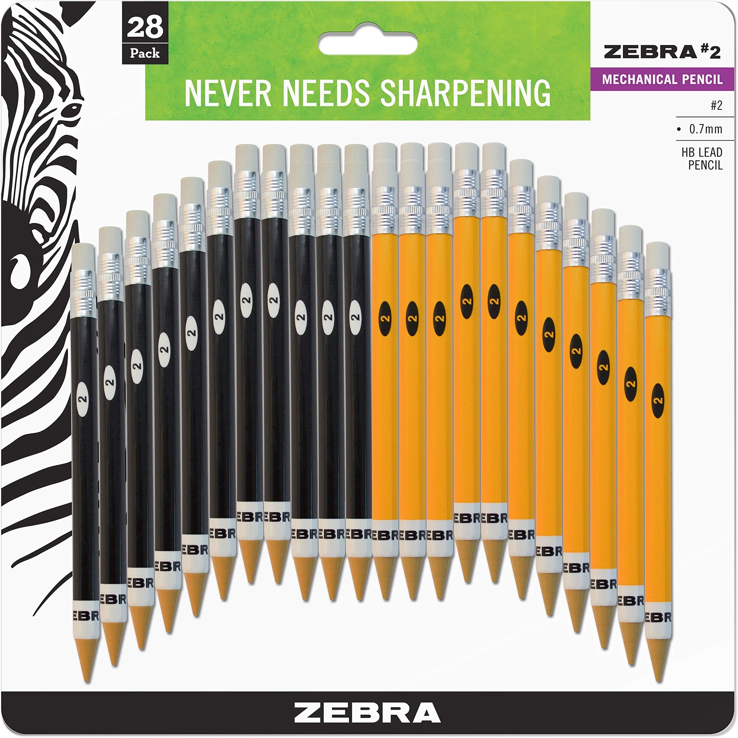 Zebra Pen Mechanical Pencil, 0.7mm Point Size, Standard HB Lead, Assorted Barrel Colors, 28-Count, 51391