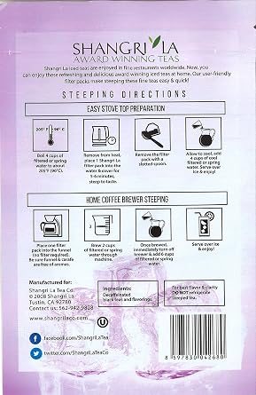 Shangri-La Tea Company Iced Tea Bags, Tropical Passion Decaf, Unsweetened and All Natural, Brews 2 Quarts Per Tea Bag, (6 Count) (5057)