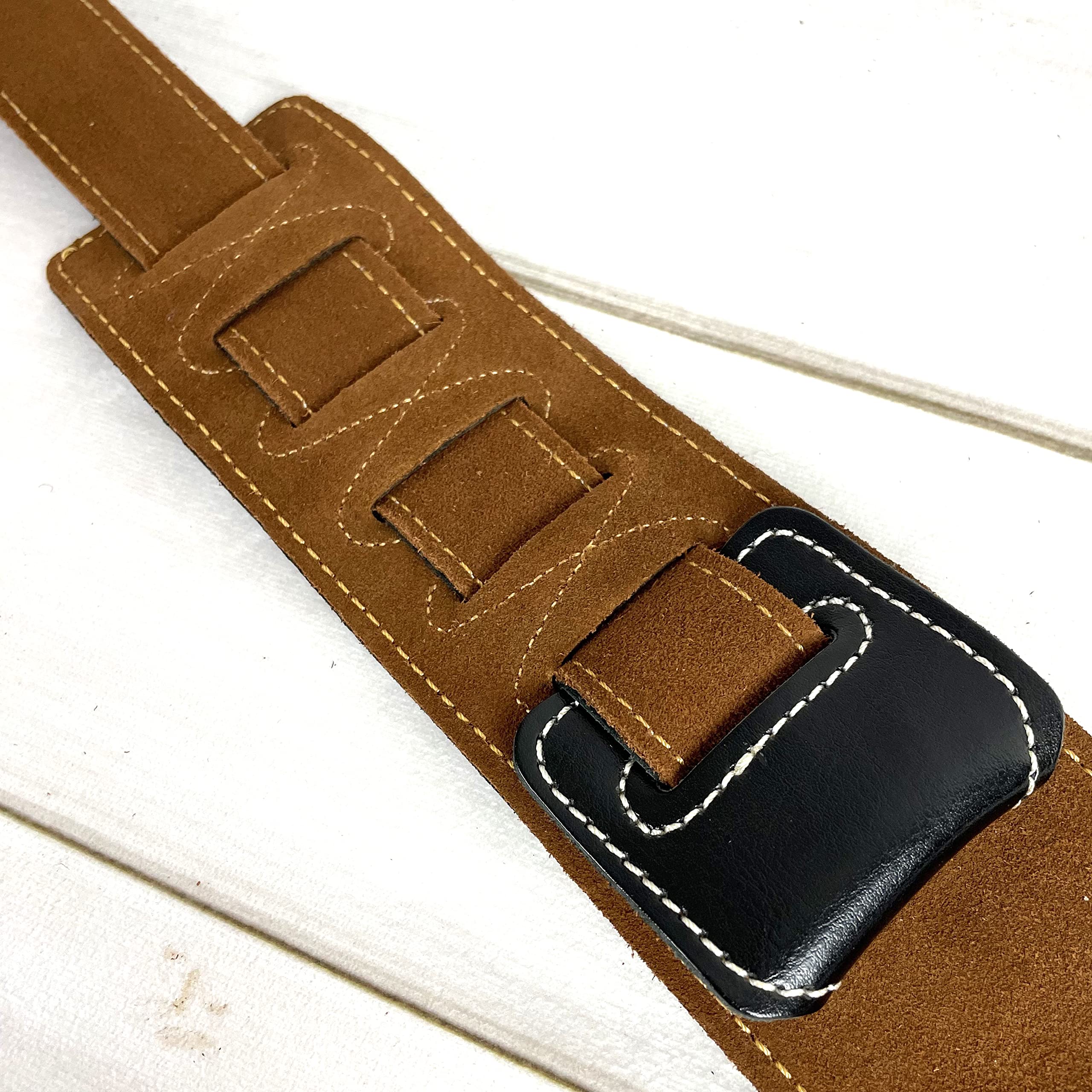 Walker & Williams super largo nero 10,2 cm, con imbottitura doppia tracolla in pelle per basso