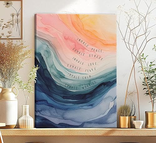 Miniatura 2 de Lienzo de salud mental para pared, arte de meditación, pintura de meditación, decoración de pared, acuarela, terapia abstracta, oficina, póster