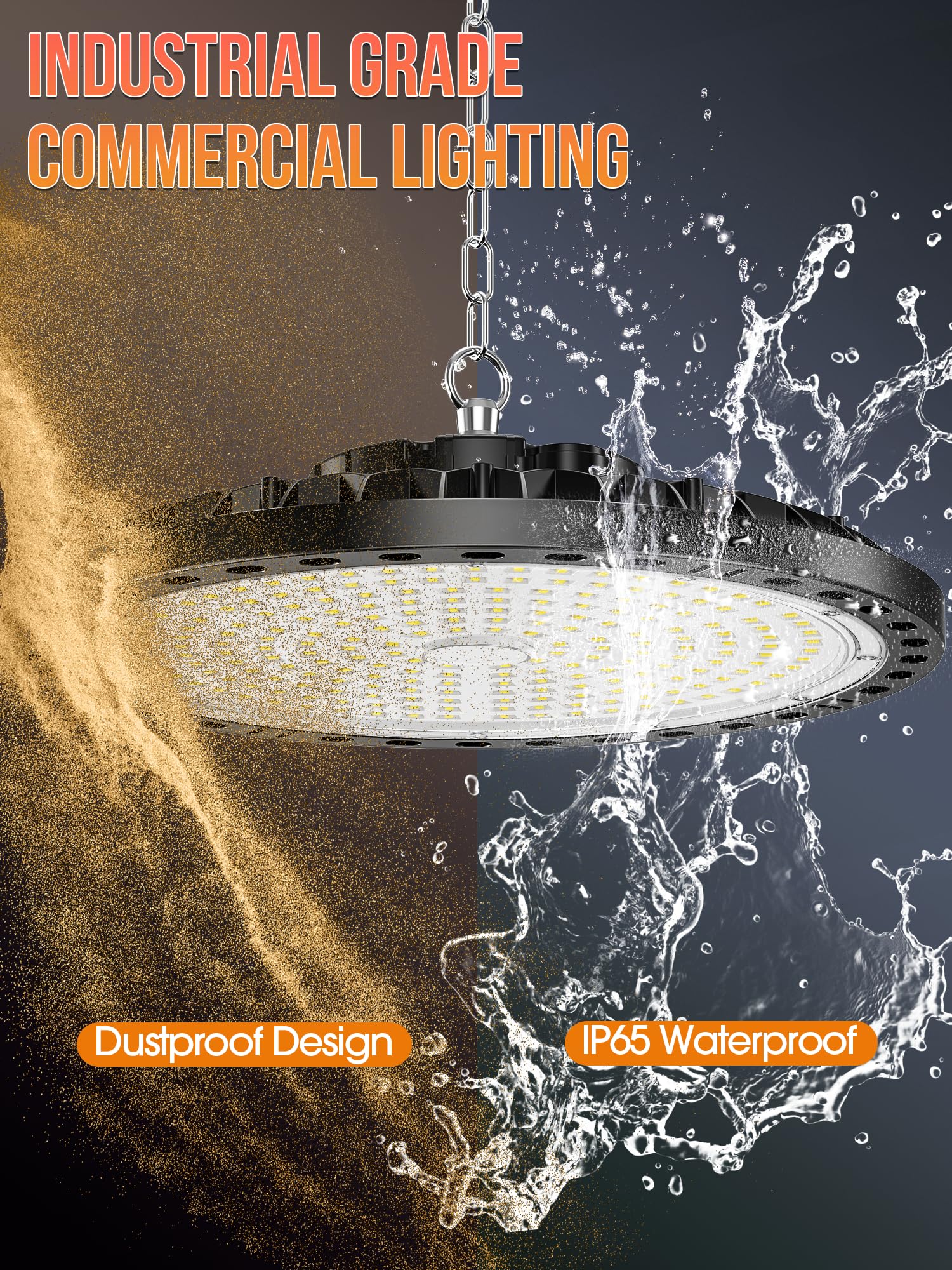 Faretto LED 200W 4 Pezzi, 20000LM UFO Lampada da Officina Industriale, 7000K Bianco Freddo Lampada da Garage, IP65 Impermeabile Faro LED, Plafoniera per Garage Magazzini Fabbrica Palestra