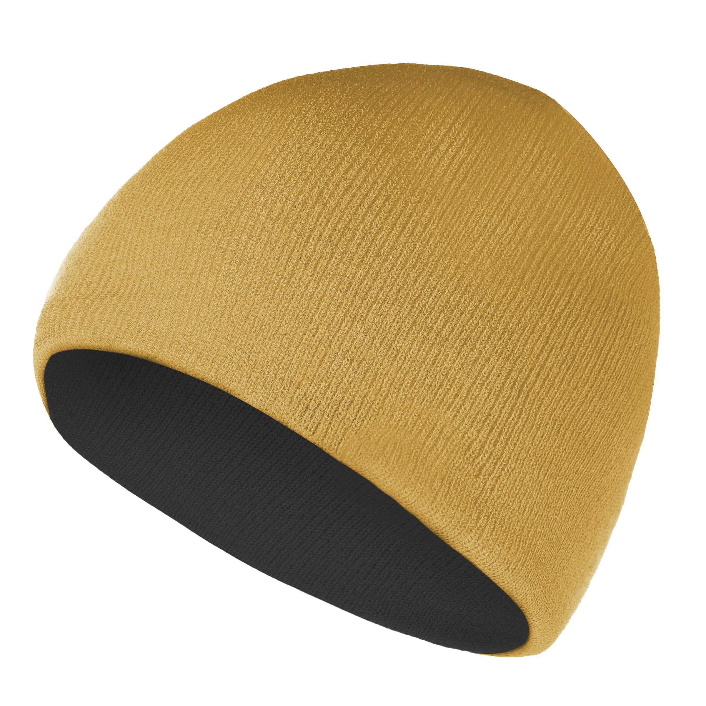 ZOORON Beanie for Women Men Reversible Winter Hats Unisex Cuffed Skull Knit Hat Cap Warm Fisherman Beanies Black Khaki