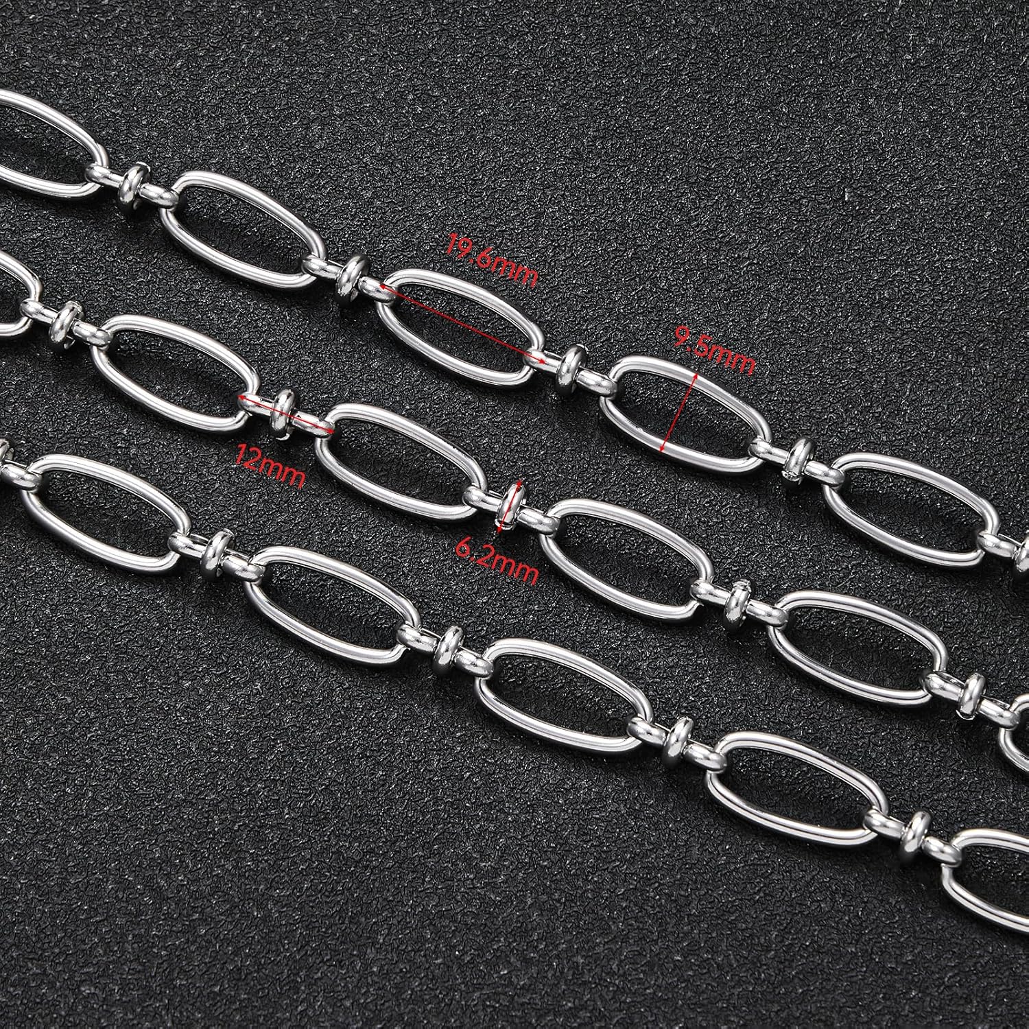 UMAOKANG 6.6 Feet Stainless Steel Chain for Jewelry Making Long Oval Bulk Chain on Spool Decorative Craft Chain Roll - Image 3