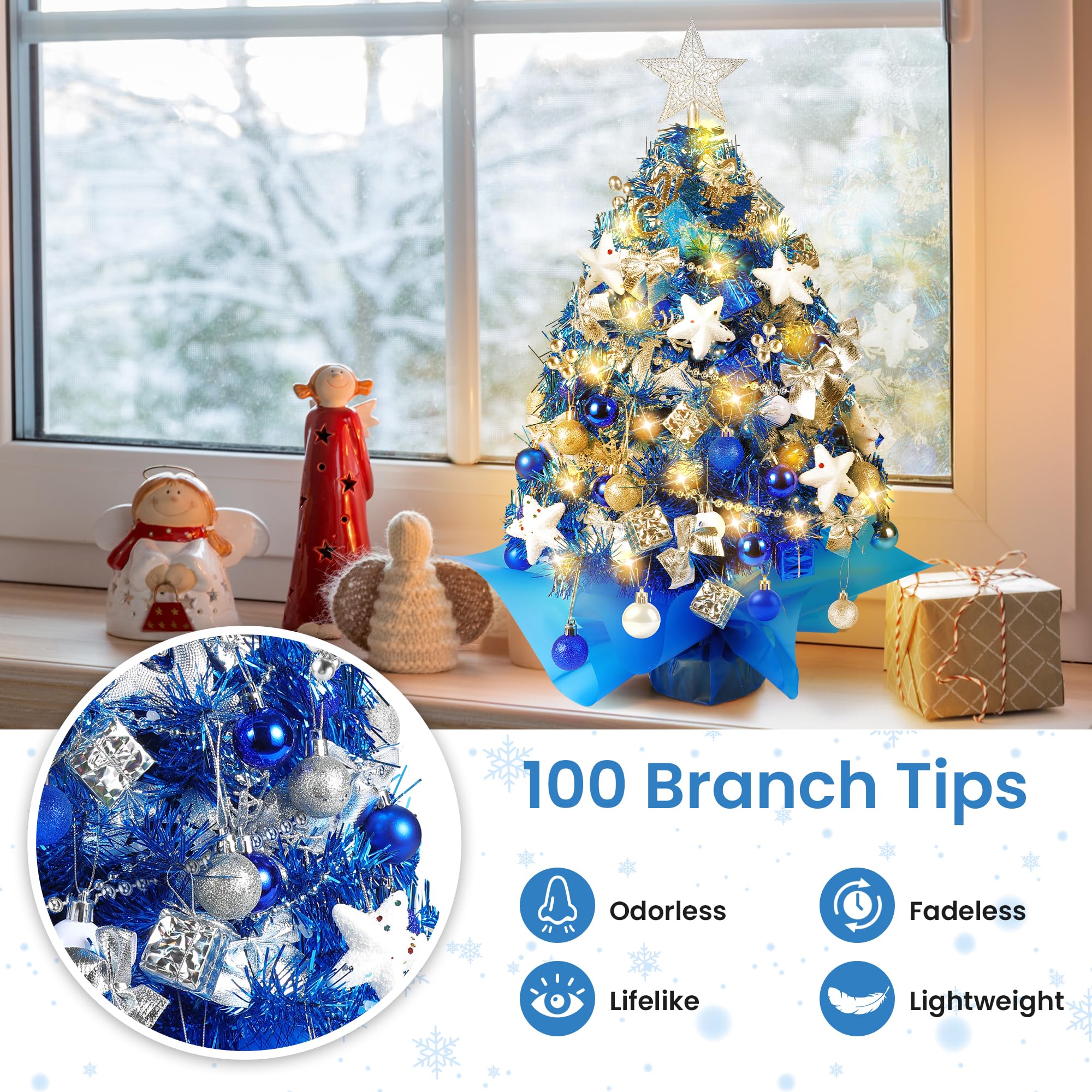 Tabletop Christmas Tree With Battery Operated Lights At Amber Magoon Blog