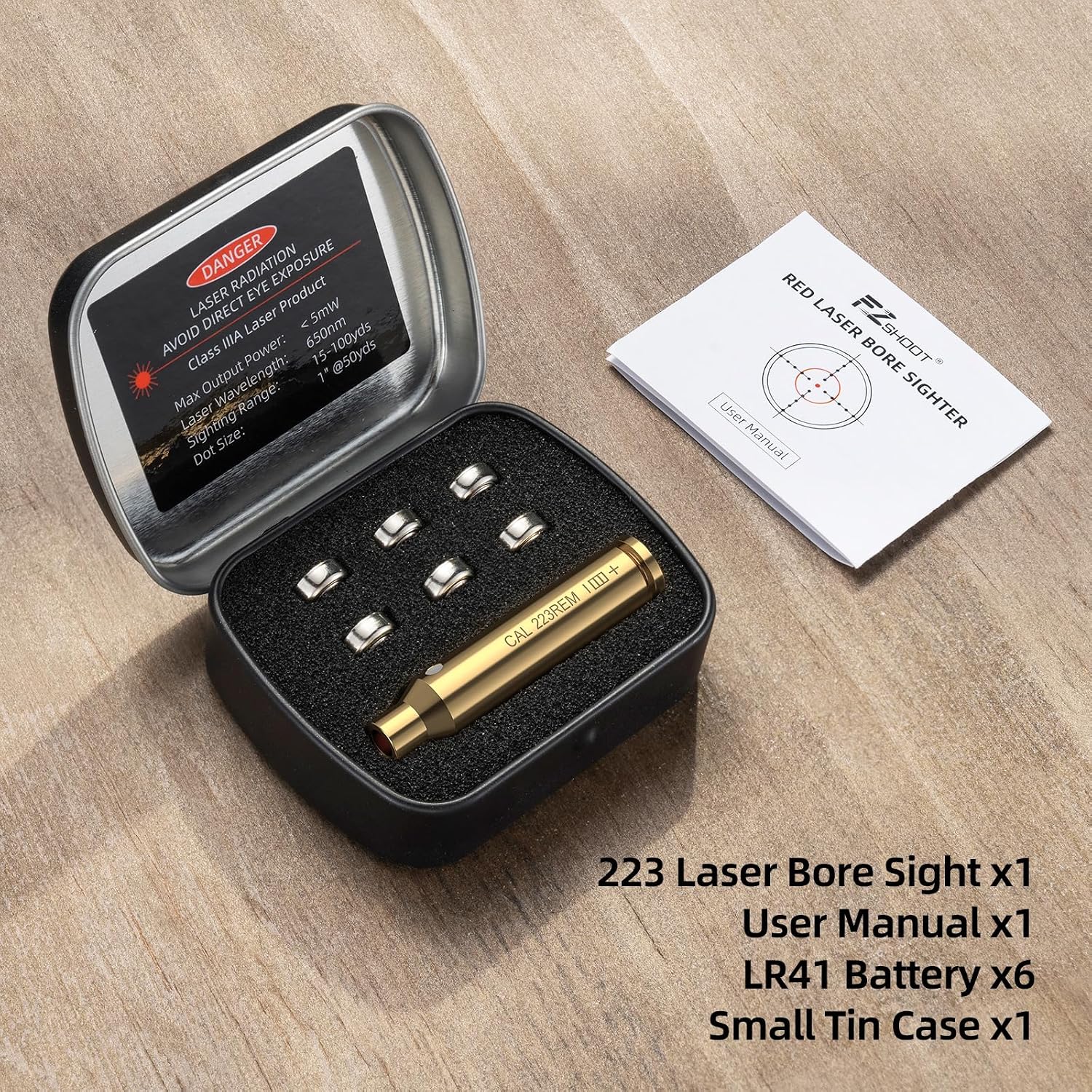 EZshoot Bore Sight Laser 9mm/223 5.56mm/243 308/12-Gauge Red Laser Boresighter with Portable Tin Case and Extra Batteries