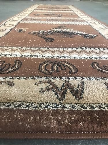 Miniatura 2 de Alfombra redonda estilo cabaña, estilo vaquero, cabaña, beige, negro, marrón, bronceado, diseño 370 (5 pies 5 pulgadas x 5 pies 5 pulgadas)