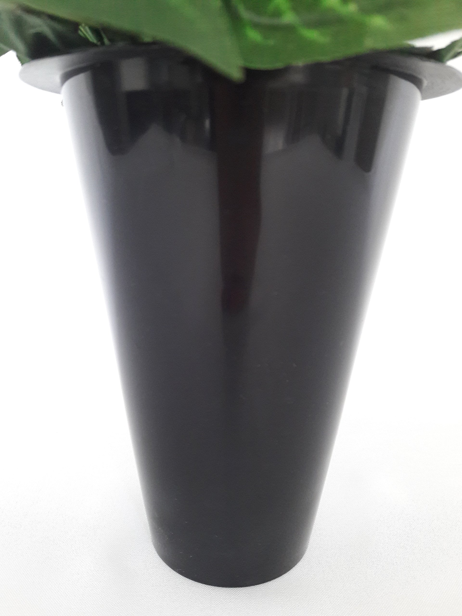 Composition De Fleurs Artificielles en Cône Lesté Ciment pour Une Parfaite Tenue de Votre Bouquet de Fleurs, Plus Besoin de Sable, Ce Vase en PVC Se Dépose dans Un Vase Funéraire.