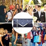 Larcenciel Clutch Purses for Women, Silver Glitter Envelope Evening Bag, Sparkling Sequins Prom Party Shoulder Crossbody Bag