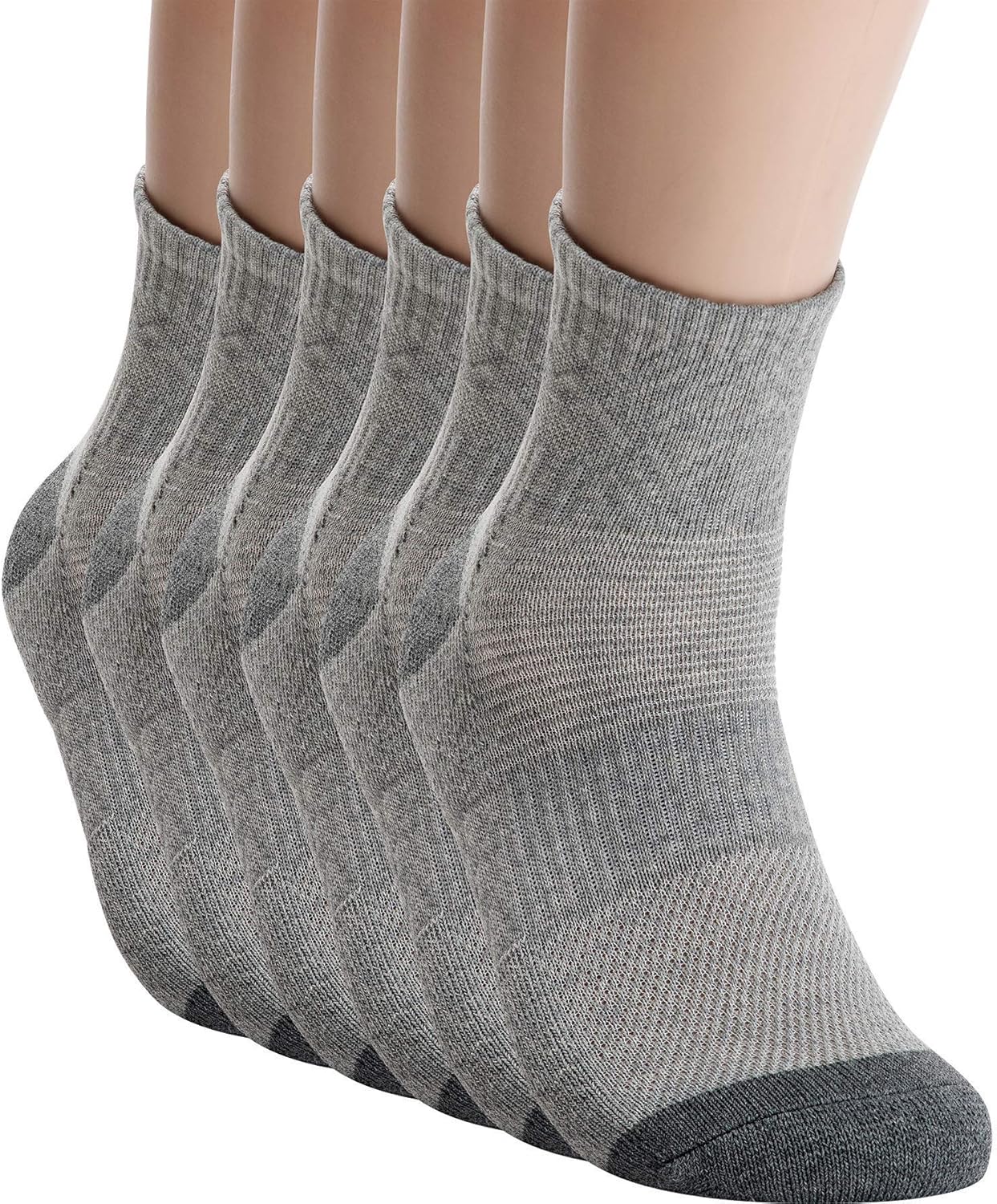 pro mountain wide toe box for health cotton compression ankle socks athletic hiking mesh quarter length no logo large grey 6 pairs