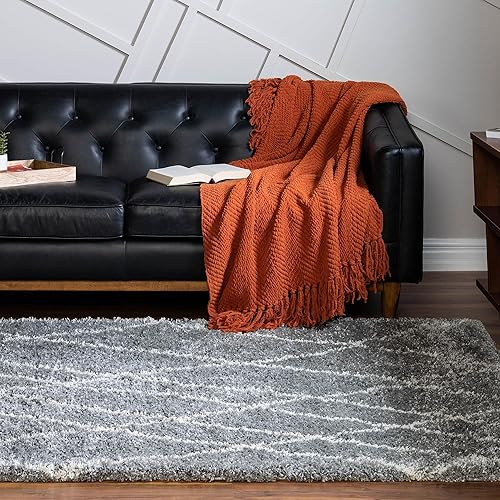 Miniatura 5 de Rugs.com Soft Touch Shag Collection - Alfombra de 5 x 8 pulgadas, color gris nube, perfecta para dormitorios, comedores, salas de estar