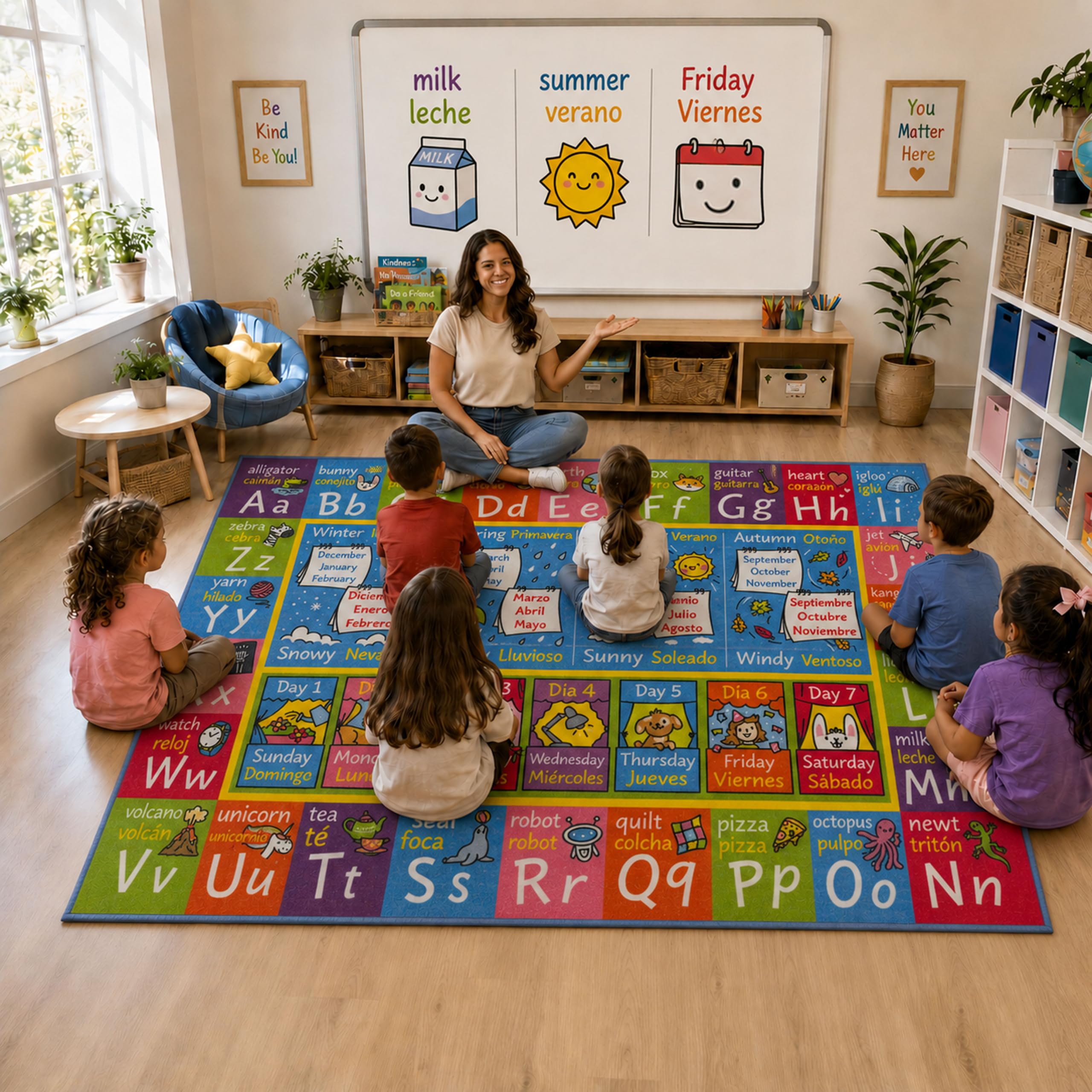 Photo 1 of KC Cubs Bilingual Educational Kids Rug – English/Spanish ABC, Seasons, Days Mat