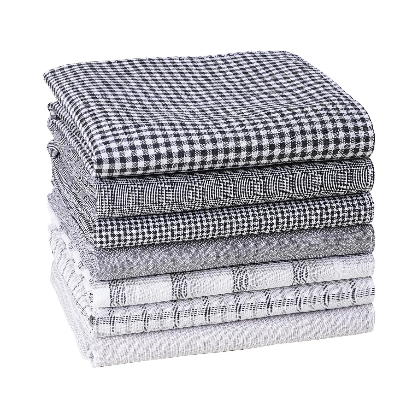 HOULIFE Handkerchief Mens Cotton, 7PCS Handkerchiefs for Men 100% Soft Cotton Plaid Hankies Assorted Color Gift for Men (Black & Grey-7PCS)