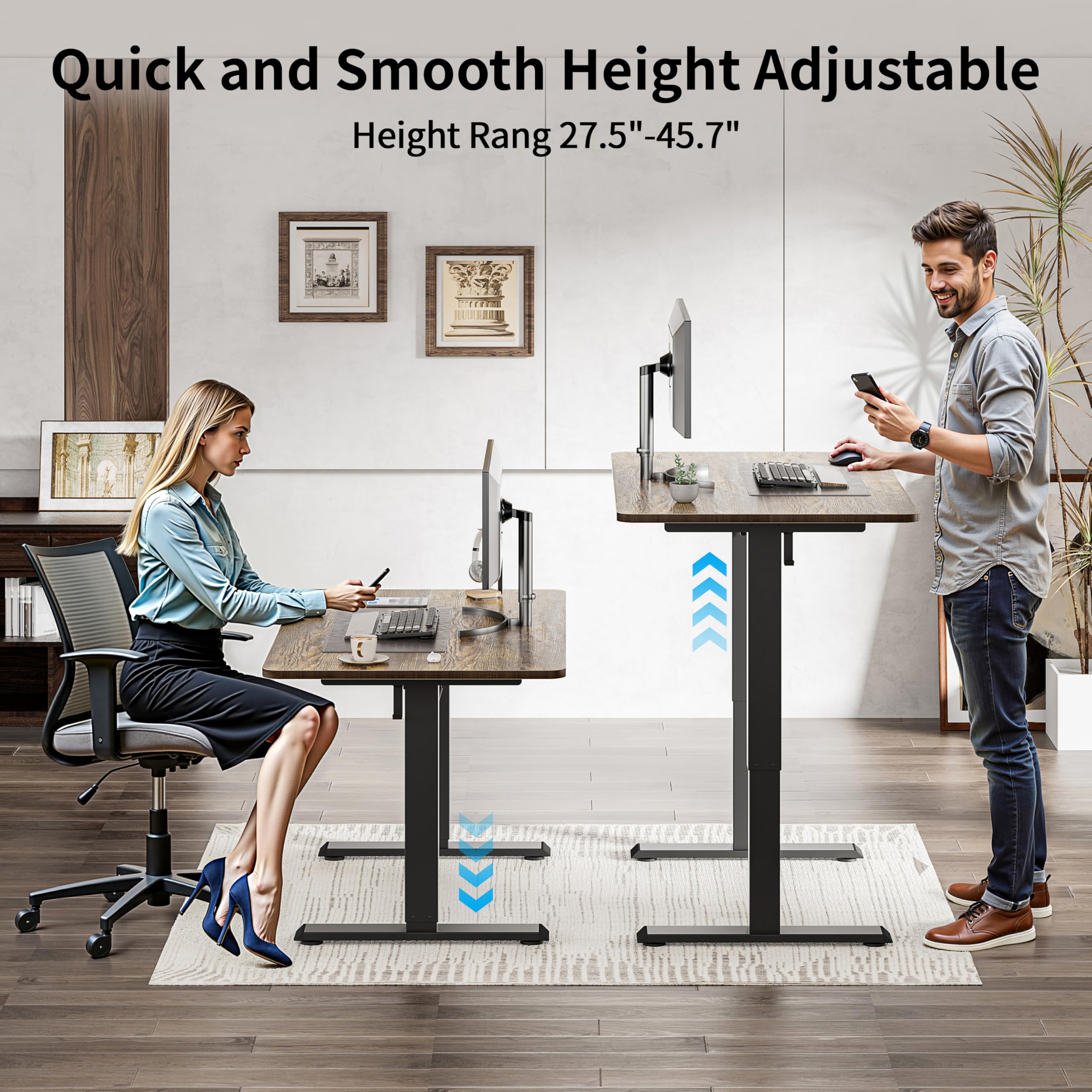 Agilestic Electric Standing Desk 40 X 24 Inches, Height Adjustable Desk, Sit Stand Up For Work Office Home, Ergonomic Rising Gaming Computer Table With Memory Preset, Black