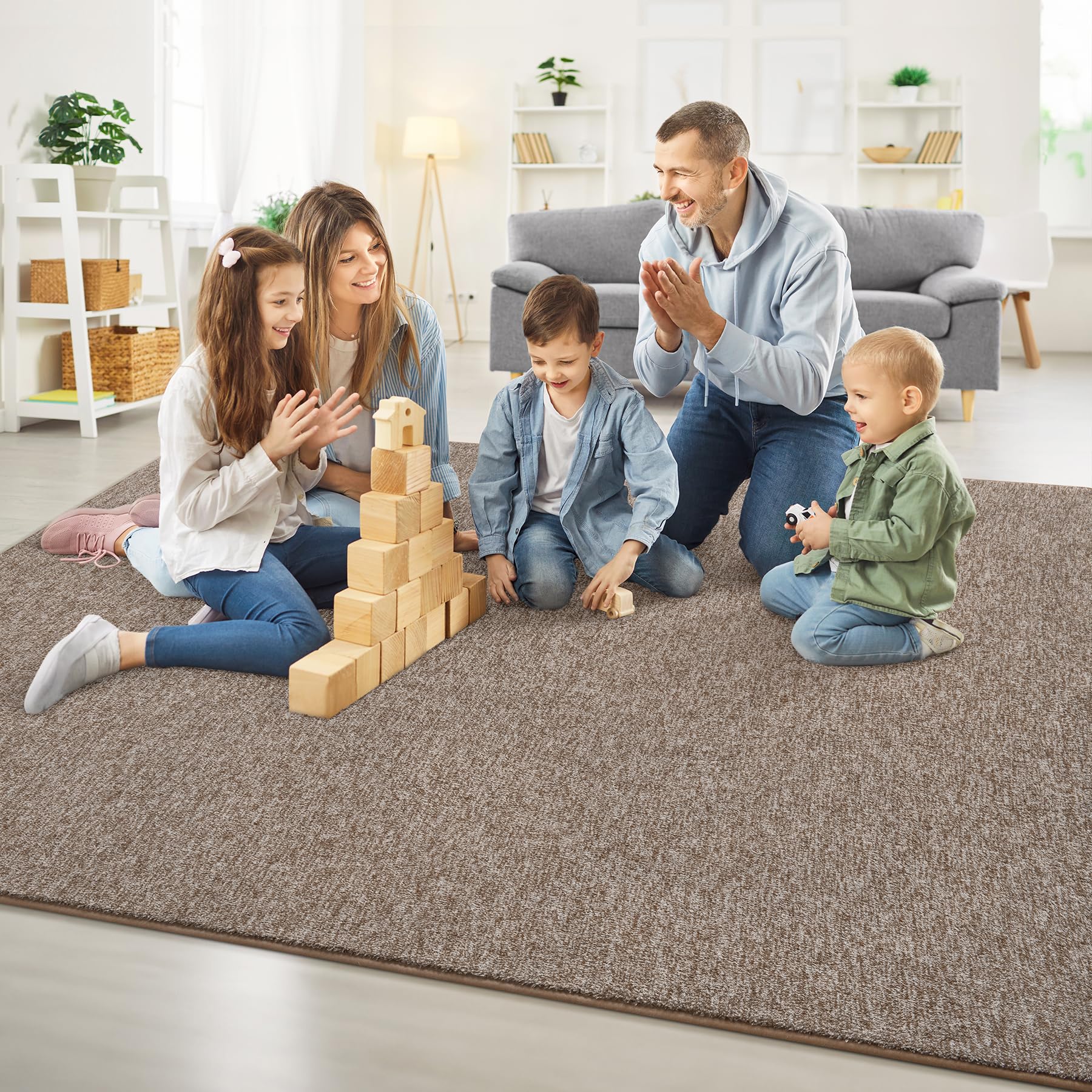 Chicrug Alfombra moderna de 5 x 8 pies para dormitorio, sala de estar, alfombra de espuma viscoelástica de capa baja para sala de juegos de niños, alfombra de piso interior para mesita de noche