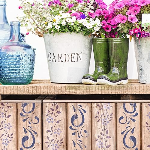 Miniatura 8 de NAKLEO - Plantilla de plástico reutilizable para bricolaje, brotes de bambú tropicales orientales, arte artesanal, pintura de pared, plantilla de