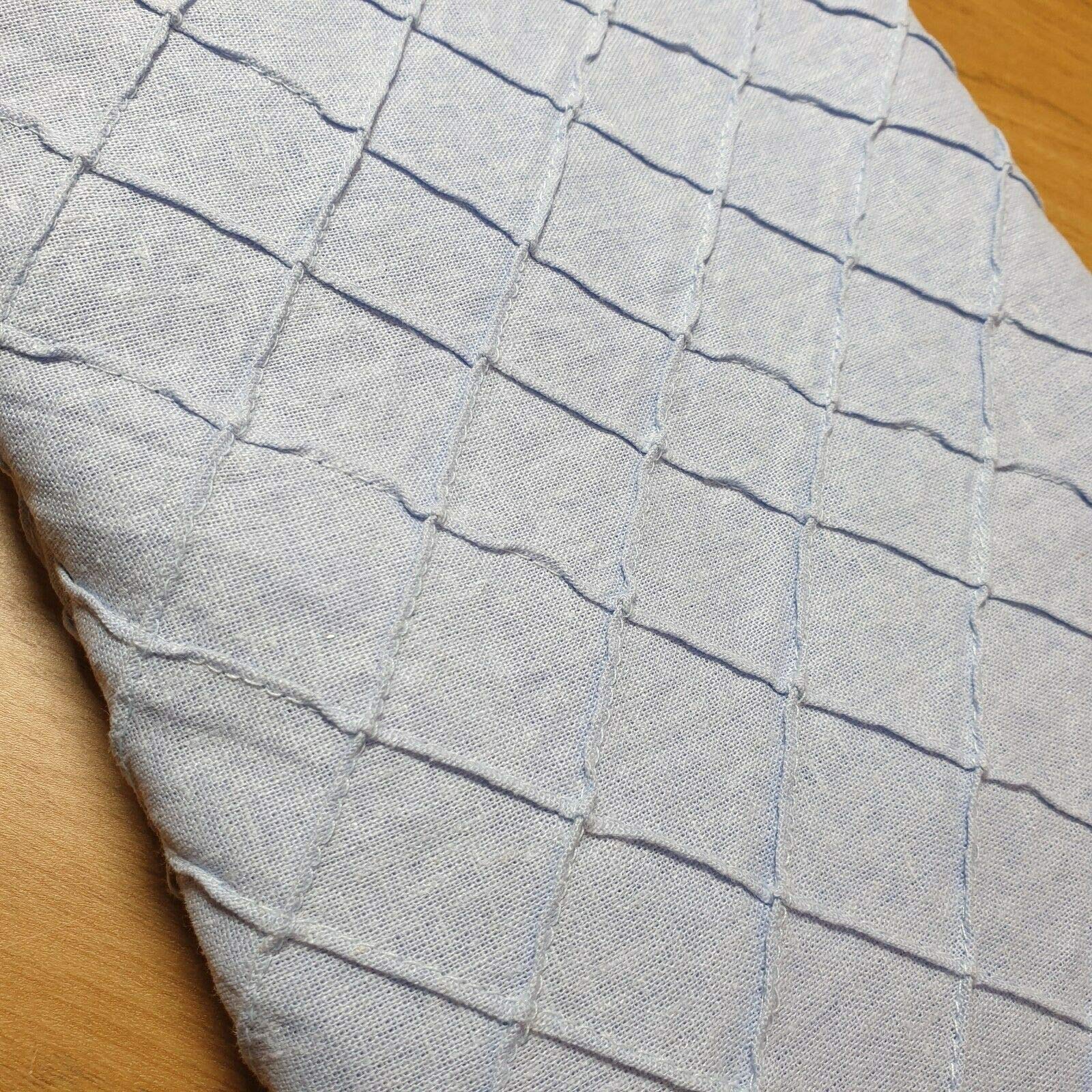 Mieszanka lnu, tuck haft, pikowanie, sukienka, tkanina tapicerska, 127 cm szerokości, sprzedawana jako 5 metrów, długość cięcia (5 m, niebo)