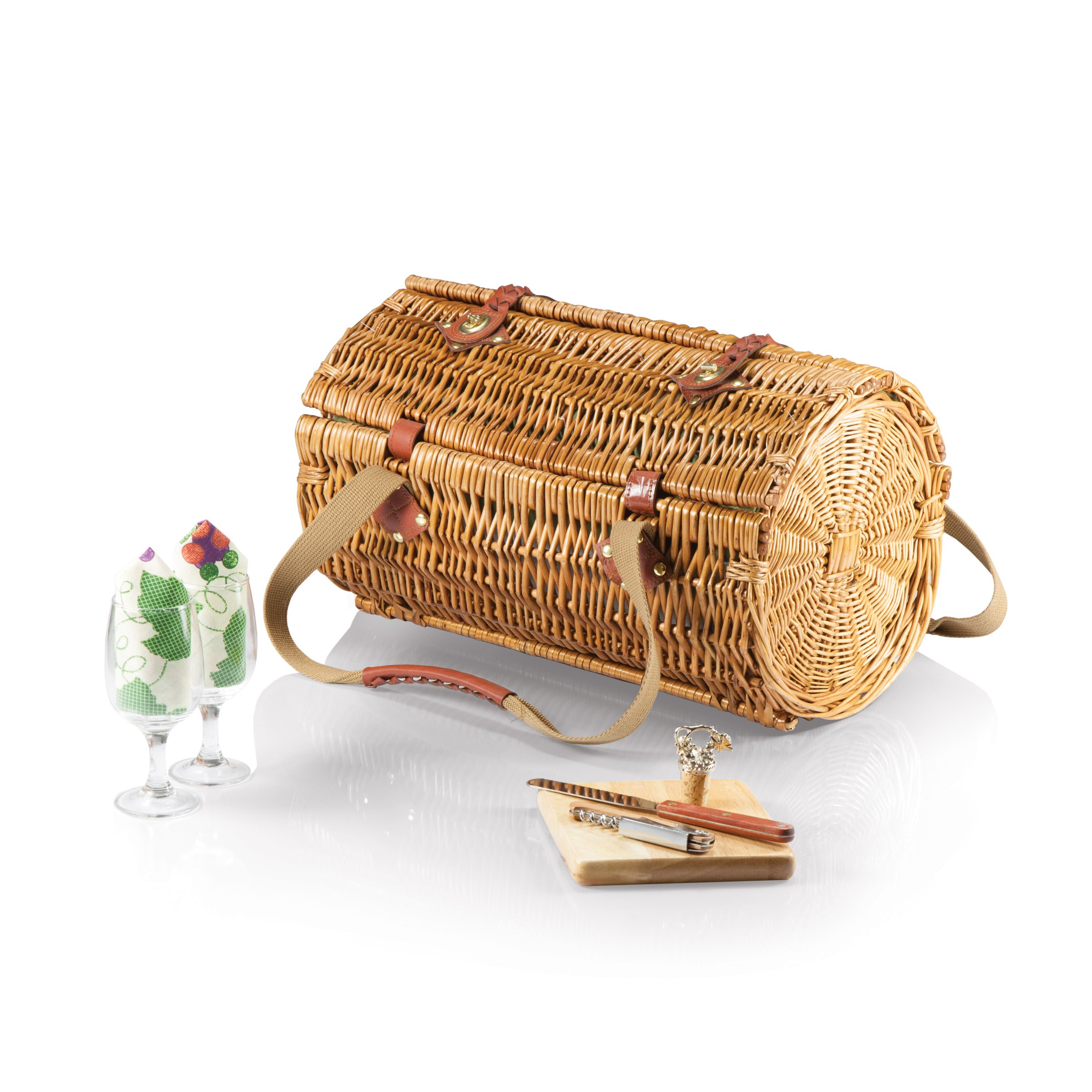 Picnic Time 'Verona' Aislado Vino Cesta con Servicio de Vino/Queso para Dos, colección Adeline, Verde Pino