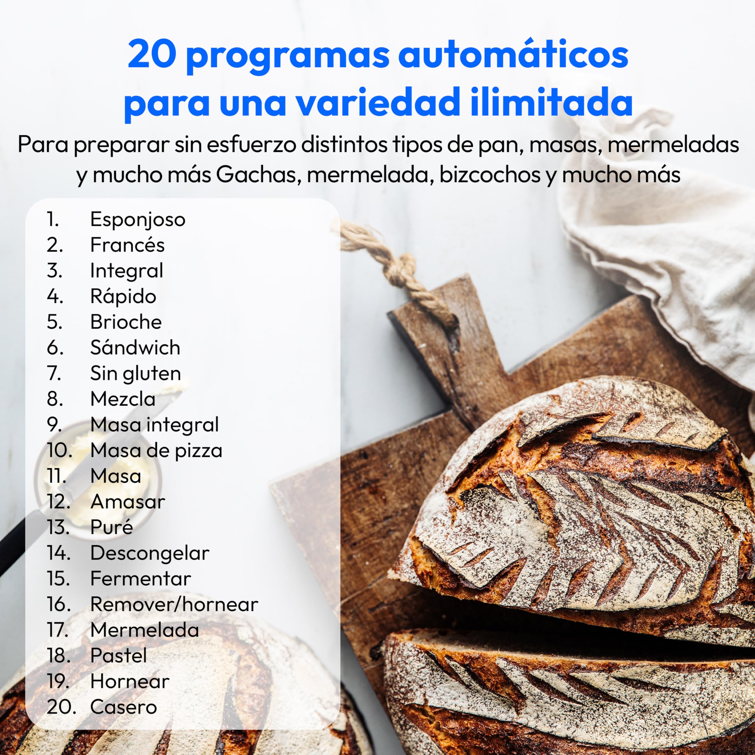 MEDION Panificadora (panificadora, 950 vatios, hasta 1600 g, 20 programas de horneado, 3 niveles de dorado, función mantener caliente, ventana de visualización, preajuste de tiempo, MD 12040)