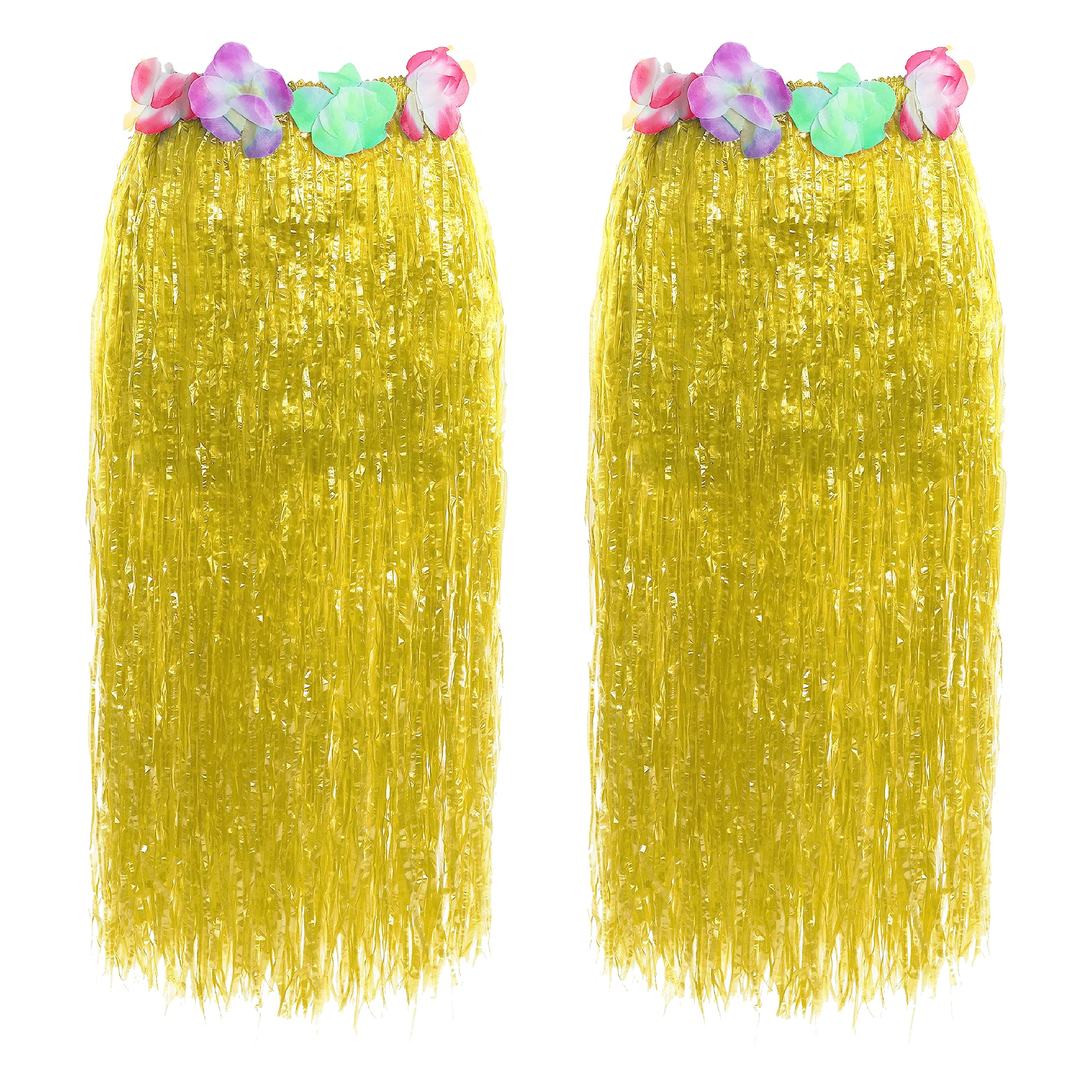 Yellow 80cm Hula Skirt - Yellow Skirt and Yellow Hawaiian Lei Flowers - Perfect for Summer Hawaiian Party Fancy Dress and Other Fancy Dress Events