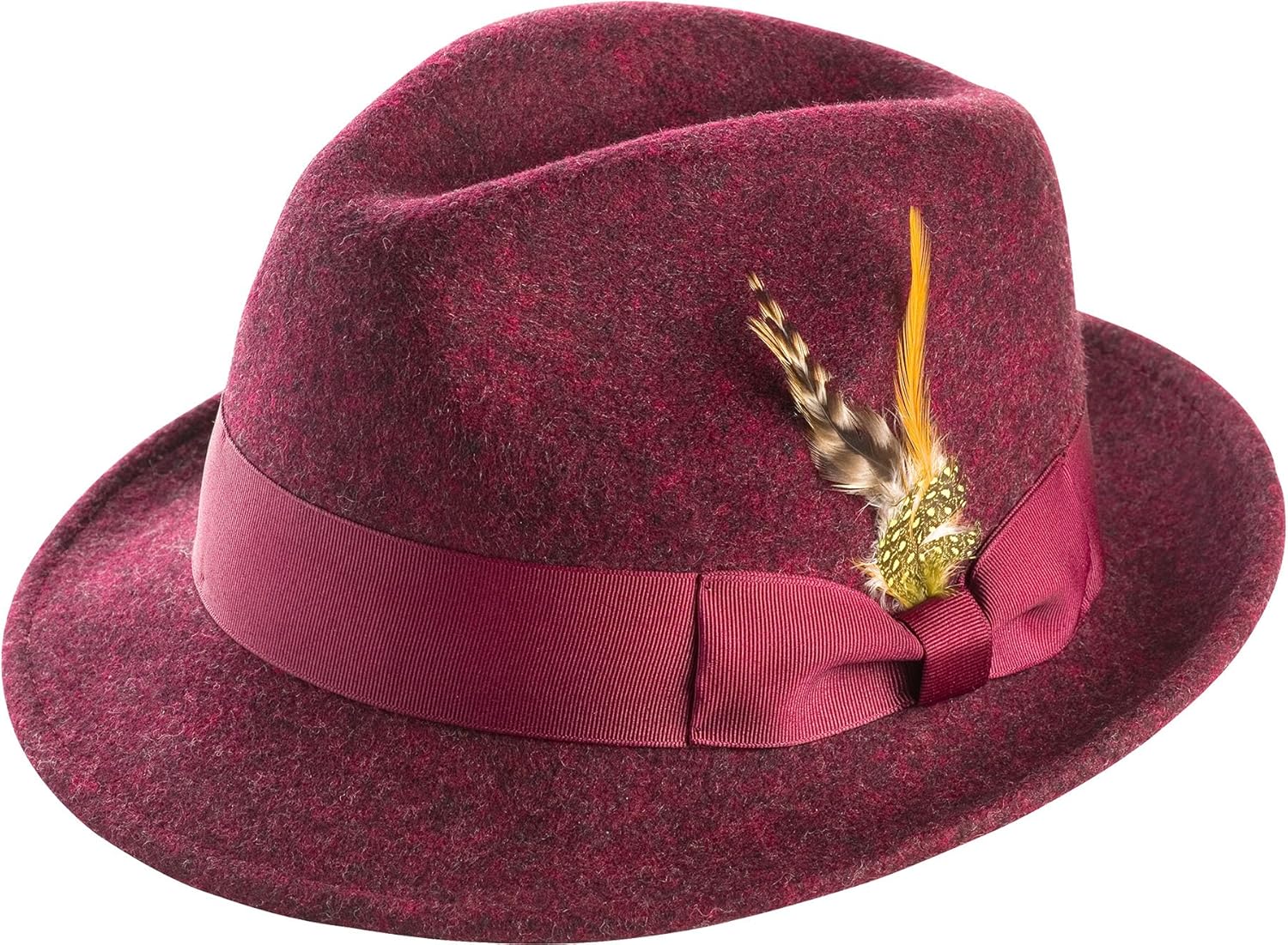 MONTIQUE Fedora Hats for Men – Snap Brim, Crushable, Elegant 100% Winter Wool Felt Fedora - Unique Gifts for Men - H-10