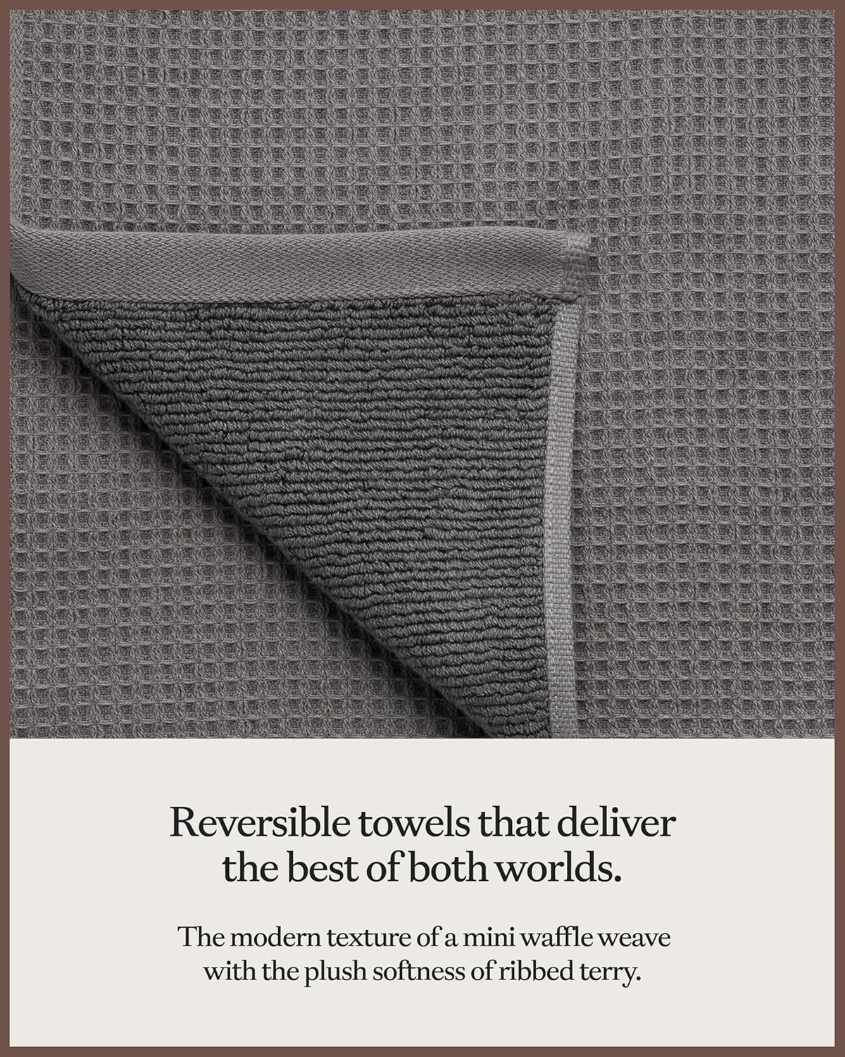 Cozy Earth Complete Waffle Bath Bundle - 60% Cotton 40% Viscose from Bamboo - Quick Dry & Ultra-Soft Waffle Weave Bath Towels - 4 Washcloths, 2 Hand Towels, 2 Bath Towels, 2 Bath Sheets, Charcoal - Image 4