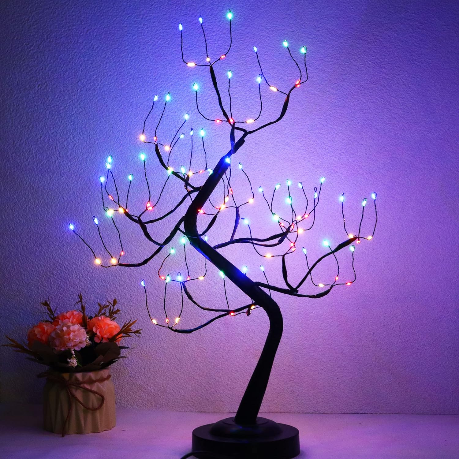 Black Bonsai Tree Light 108L Fairy Lights Tree Lamp Adjustable Branches LED Artificial Trees USB & Battery Operated Christmas Tree for Home Decor & Holiday Decoration (Multicolor)