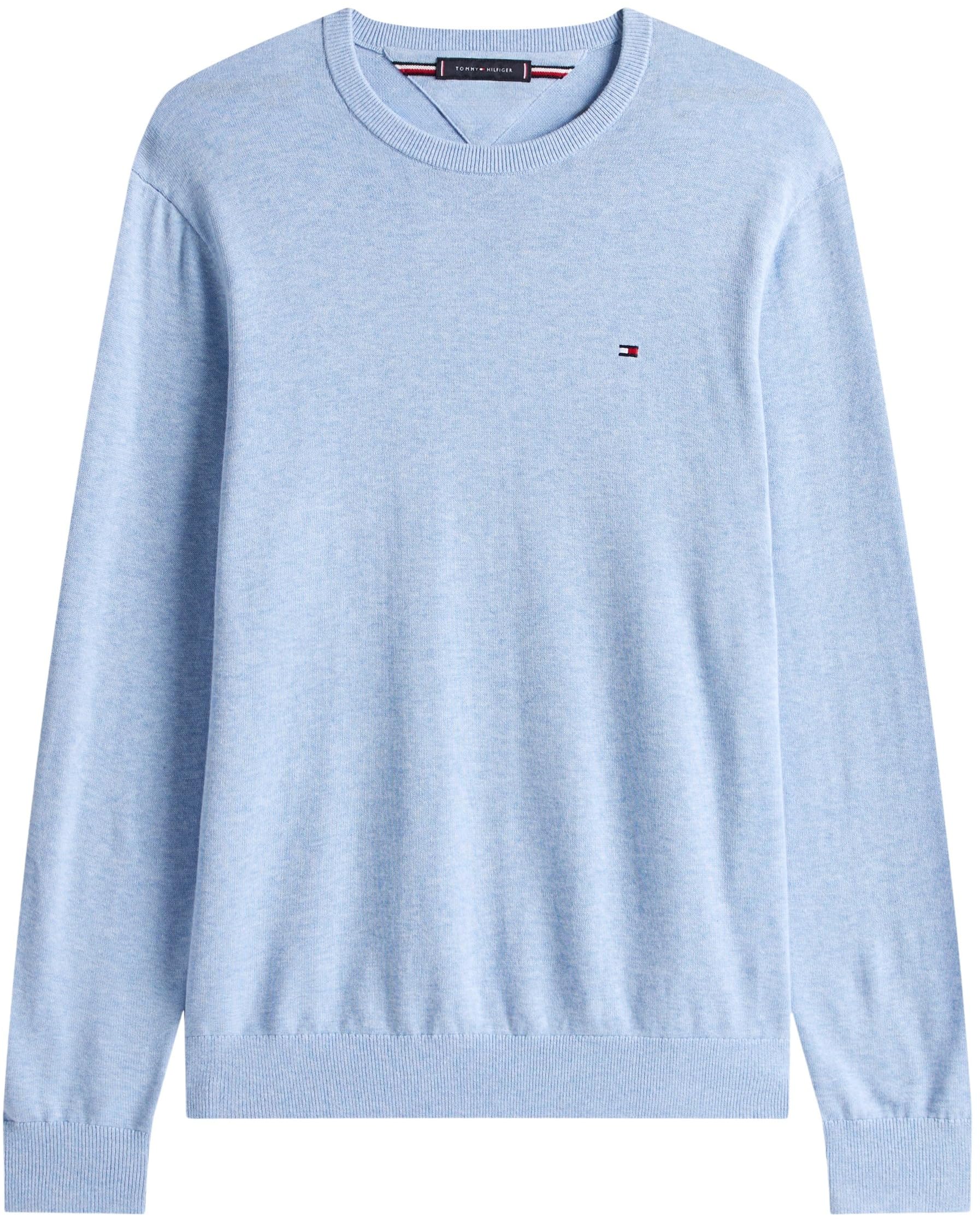 Tommy Hilfiger Uomo Pullover Essential Cotton con Scollo Rotondo, Blu (Vessel Blue Heather), XS