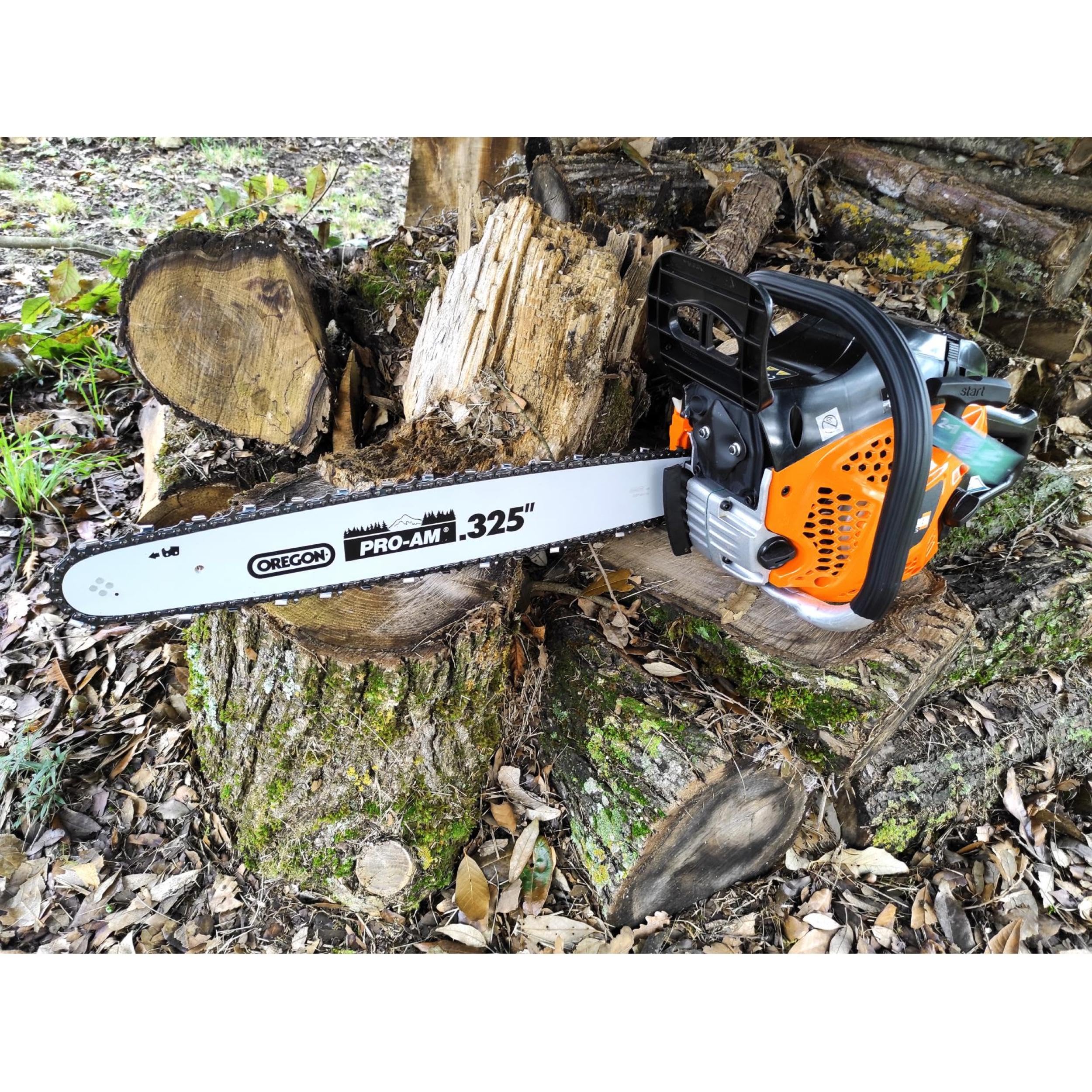 FEIDER Motosierra térmica 53 cm³ 51 cm - Guía y cadena Oregon, arranque manual, Easy Start, Carburador Walbro, Vela NGK, freno cadena, sistema antivibración, FTRTPRO55