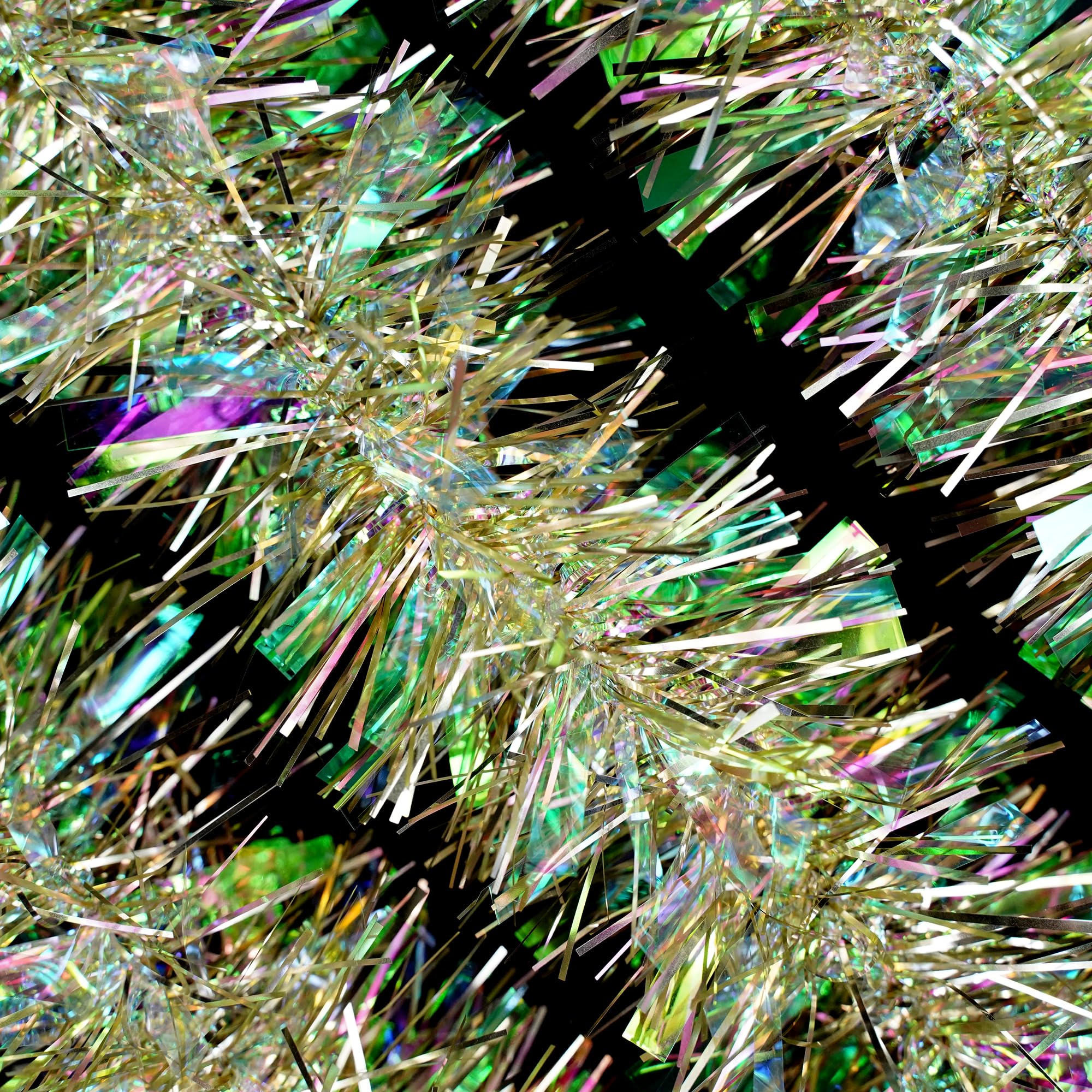 iPEGTOP 26.2ft Christmas Tinsel Garland, Classic Thick Shiny Sparkly Christmas Tree Ornaments Party Ceiling Hanging Decorations with Colorful Iridescent Reflections Shiny Filament - Gold