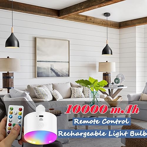 Miniatura 3 de Juego de 2 lámparas colgantes con control remoto, juego de 2 lámparas de isla de cocina sin cableado, lámpara colgante de batería con bombillas