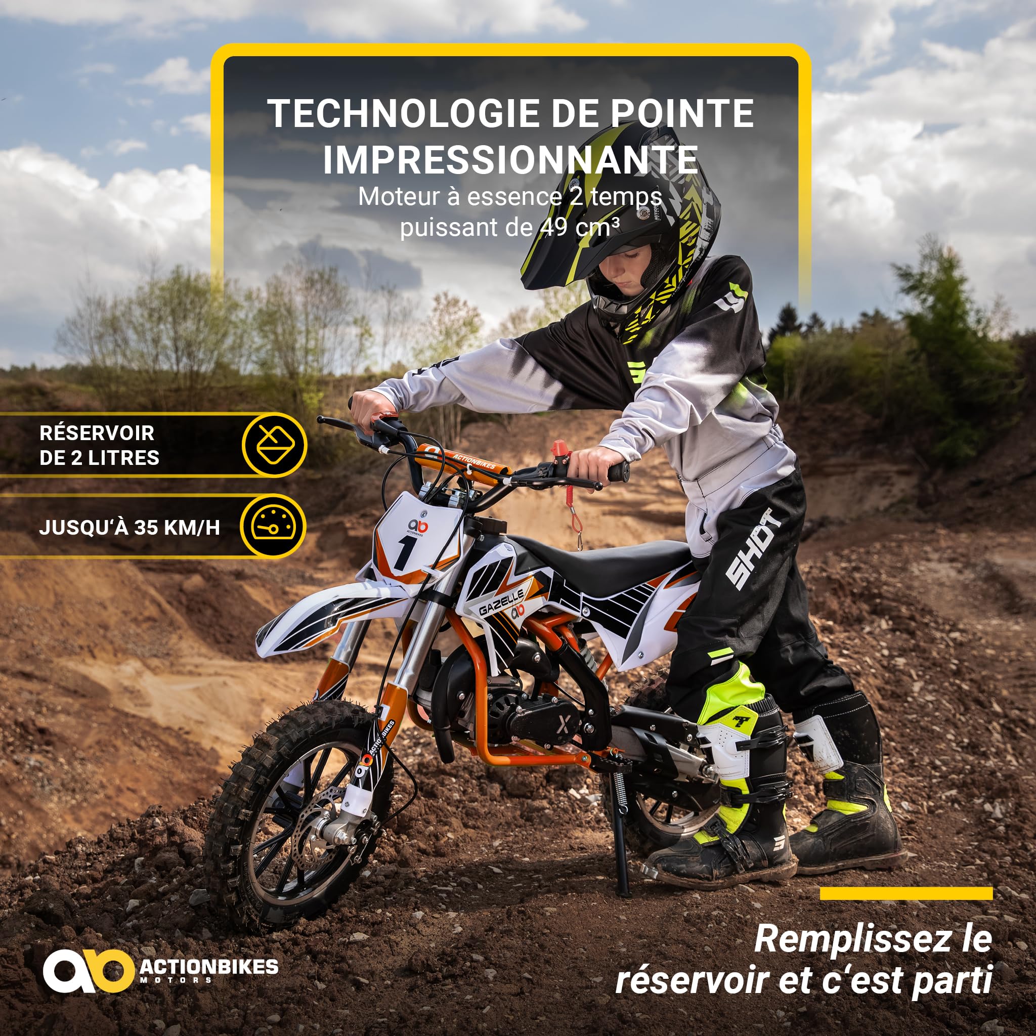 Actionbikes Motors Mini Moto Cross pour enfants Gazelle 49 cc | Moto Thermique Enfant - Velo Electrique - Pocket Bike - Jouet - Dirt Bike - Air Bike - Mini Moto Cross - Pokette (Vert)