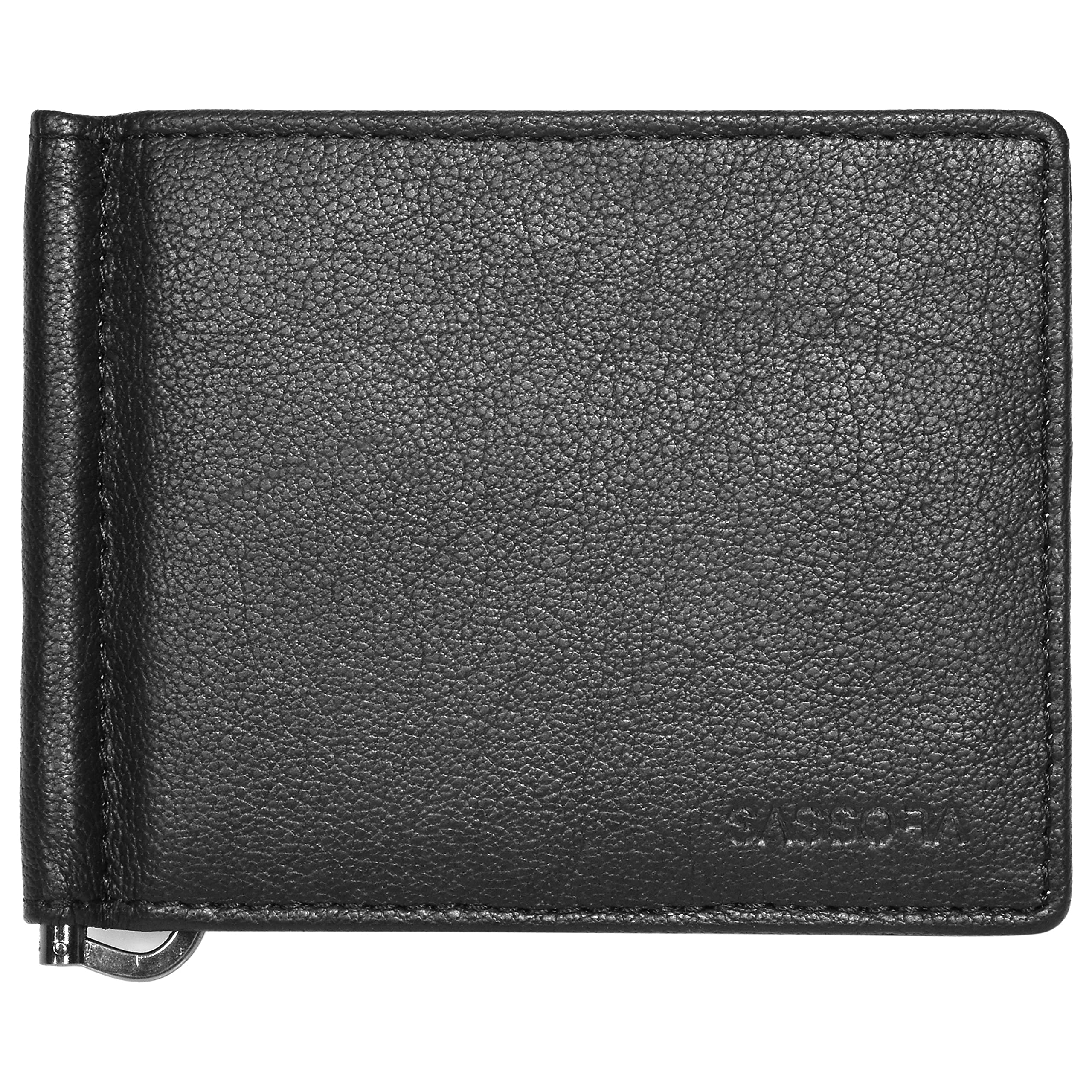 Genuine Leather Unisex Black Small Money Clip - A136_ENZO
