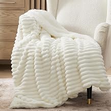 Bedsure Sherpa Throw Blanket for Couch - Super Soft, Cozy Fleece Thick Warm Blanket for Winter, GentleSoft Plush &amp; Fluffy Spring Throw Gift for Women, Room Decor, White, 50x60 Inches