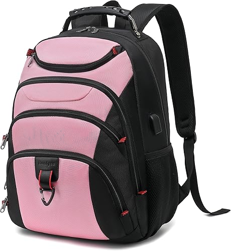 Mochila para laptop para hombre, elegante mochila universitaria para laptop de 15.6 pulgadas, color negro, rosa y negro, Elegante