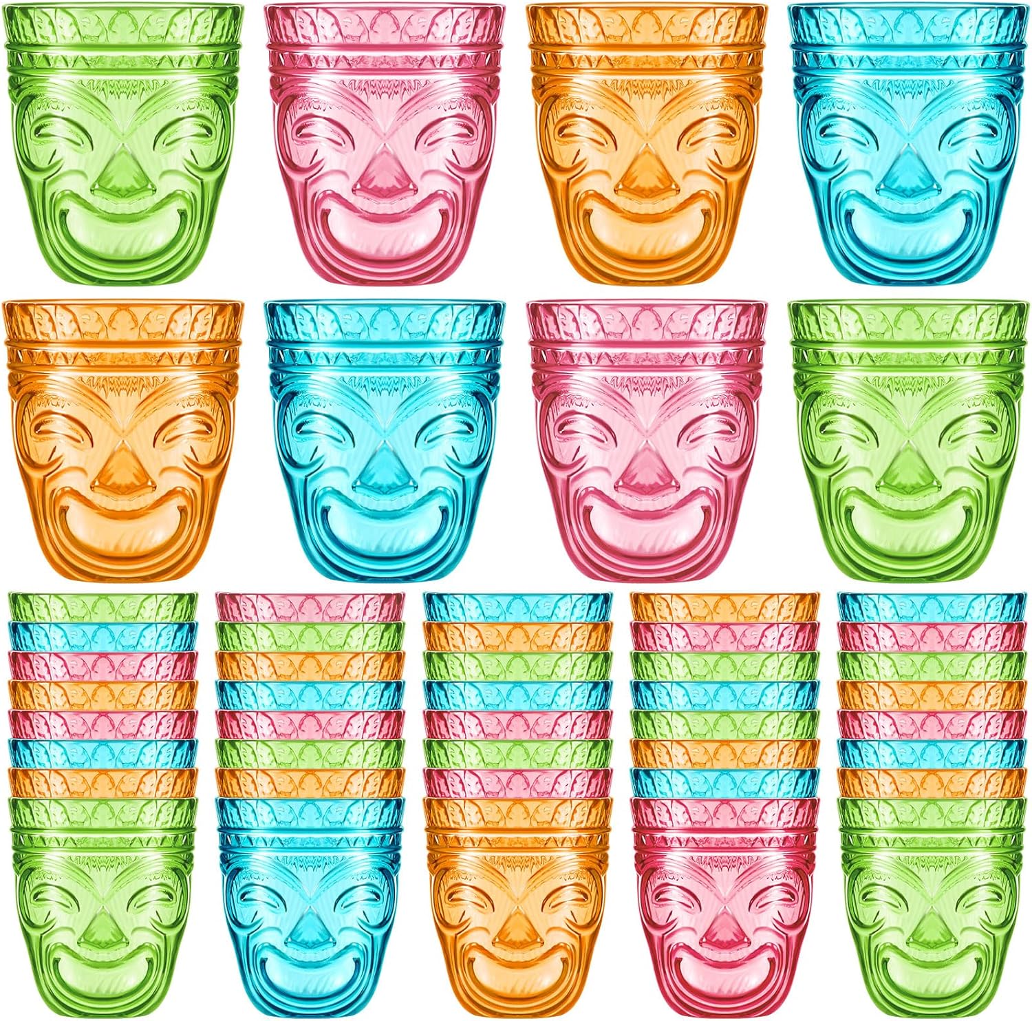 Irenare 48 Pcs Tiki Shot Glass Hawaiian Style Tiki Cups