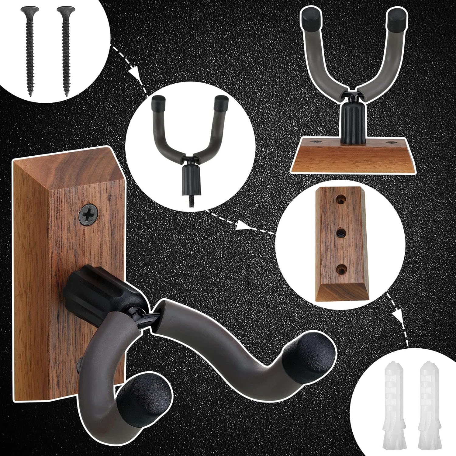 Tatuo Crossbow Hanger for Wall Vertical Gun Rack Wall Mount Hardwood Gun Holder Compound Bow Hanger Holder Displays Rack Shotgun Hooks Rifle Storage Securely Holds Airsoft Firearm